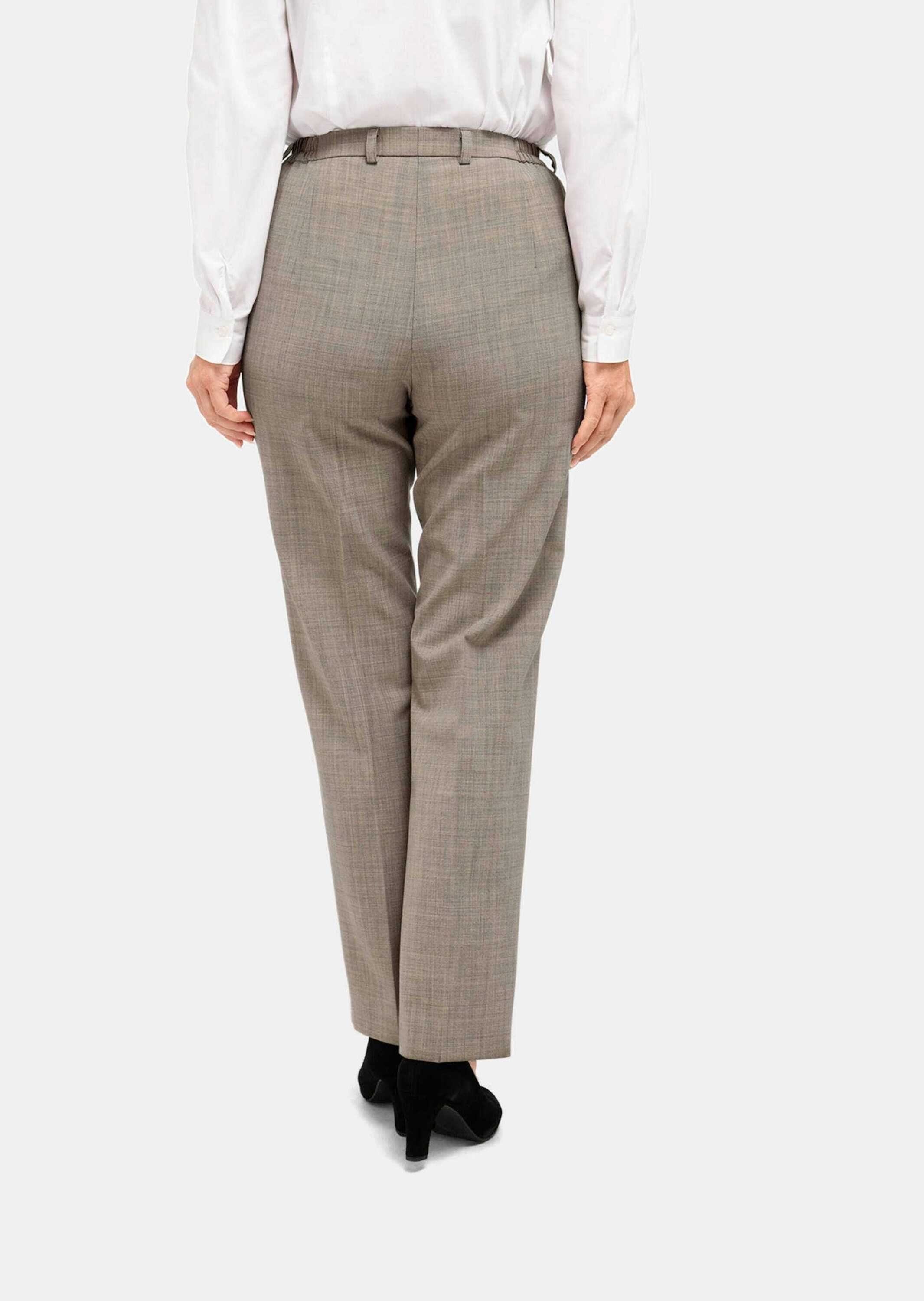 GOLDNER Stoffhose Elegante Stretchhose mit Bügelfalten Stilvolle Wollhose mit Teil-Dehnbund, Taschen und Knöchellänge