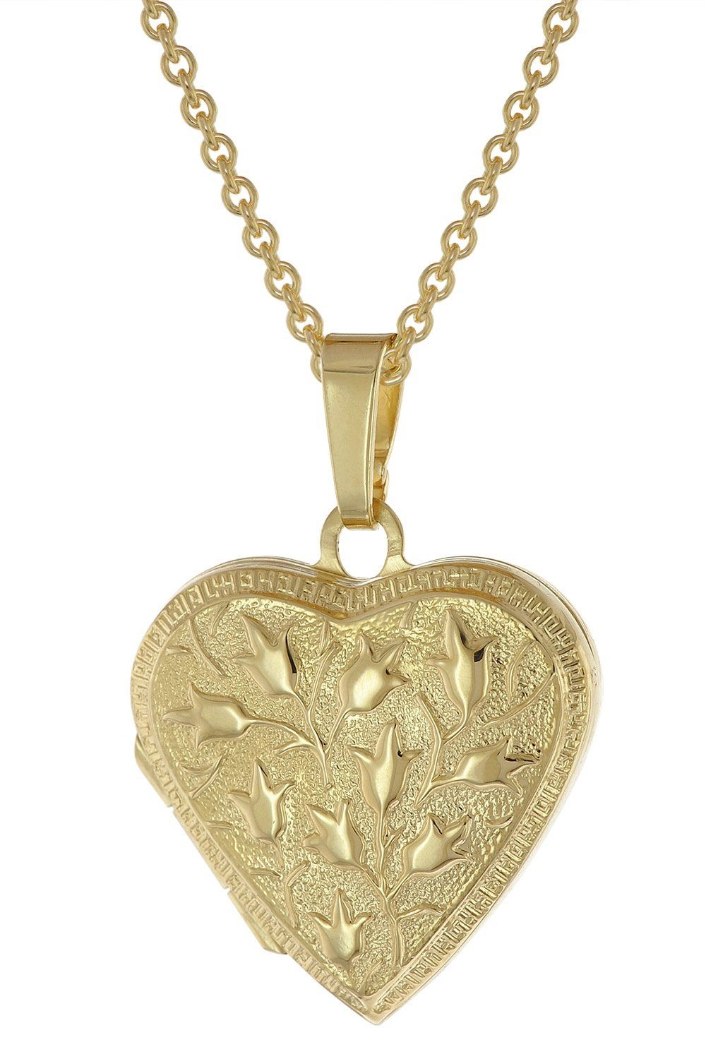 trendor Kette mit Anhänger Medaillon Herz mit Kette 925 Silber goldplattier günstig online kaufen