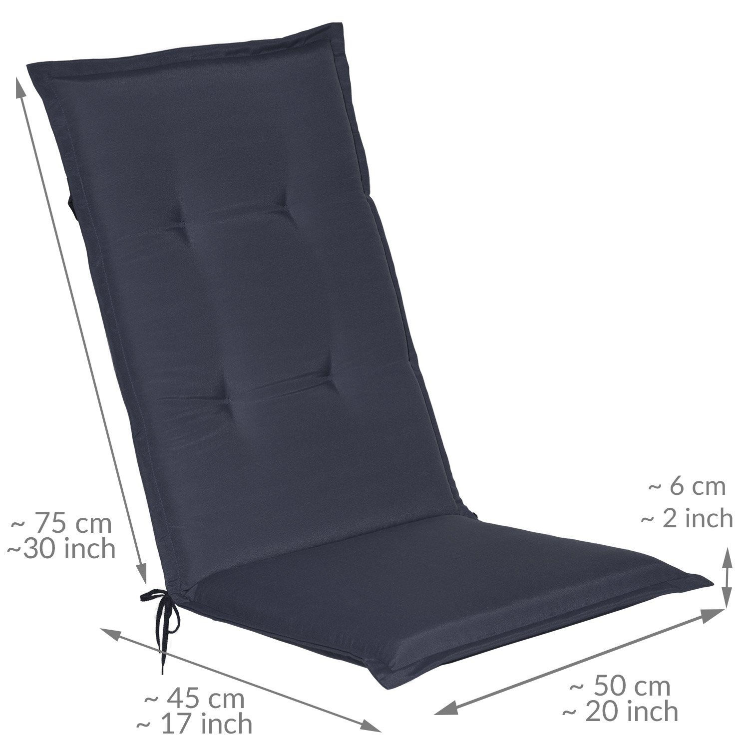 Beautissu Hochlehnerauflage 4er Set Gartenstuhlauflage Loft HL Dunkelblau, 120x50x6cm, Polster Auflage, Sitzpolster & Sitzkissen für Hochlehner Gartenmöbel