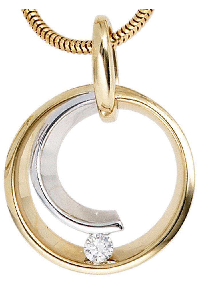 JOBO Runder Anhänger, 585 Gold bicolor ...