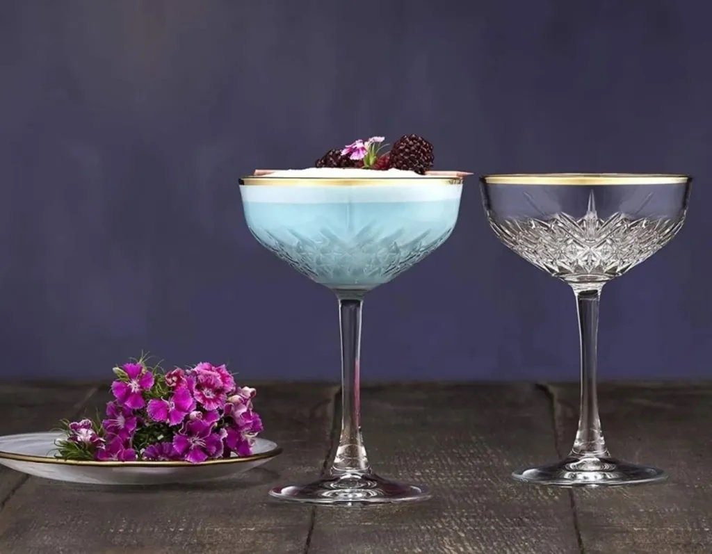 Pasabahce Cocktailglas Pasabahce Timeless Golden Touch Sekt/Cocktailschale 4er Set, Glas