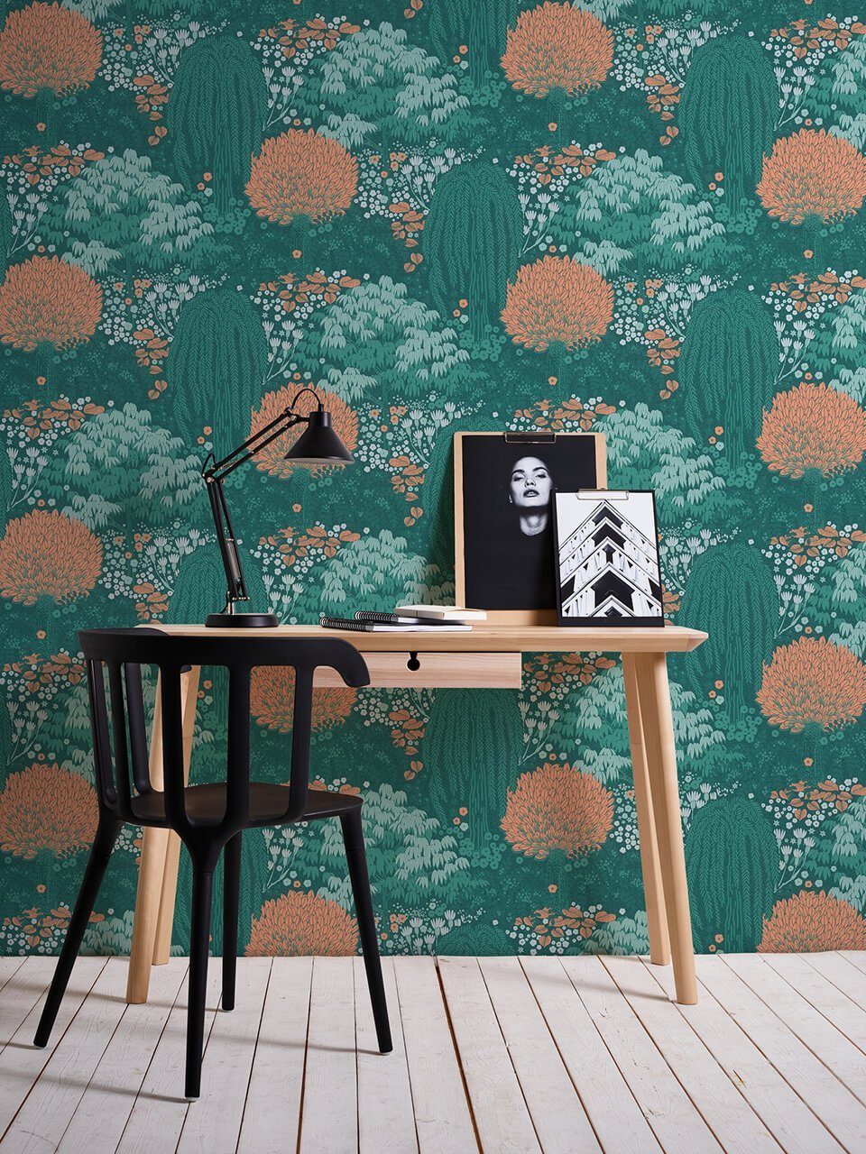 KUNSTLOFT matt, Vliestapete Tapete m, grün Hideaway lichtbeständige Design Lush orange, 0.53x10.05