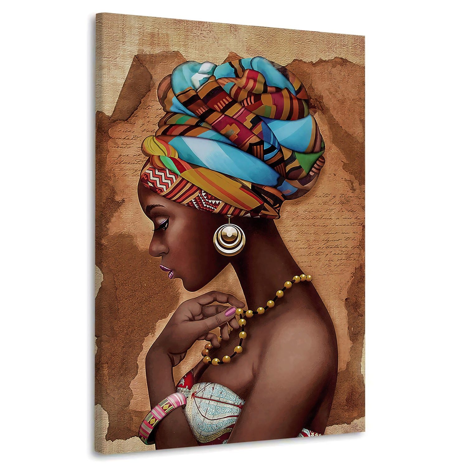 Artedinoi Leinwandbild Afrikanische Frau Kopftuch Vintage Leinwandbild Wandbild XL, Afrikanische Frau, Porträt