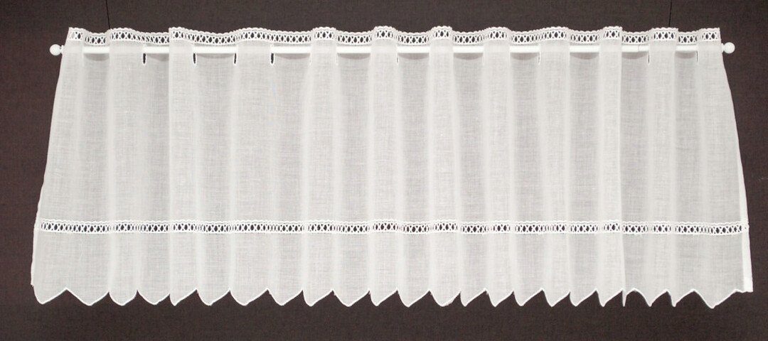 Gardinen Kranzusch Scheibengardine mit Lochstickerei (1 St), Stangendurchzug, transparent, Stablöcher,transparent,verschiedene Höhen, Breiten