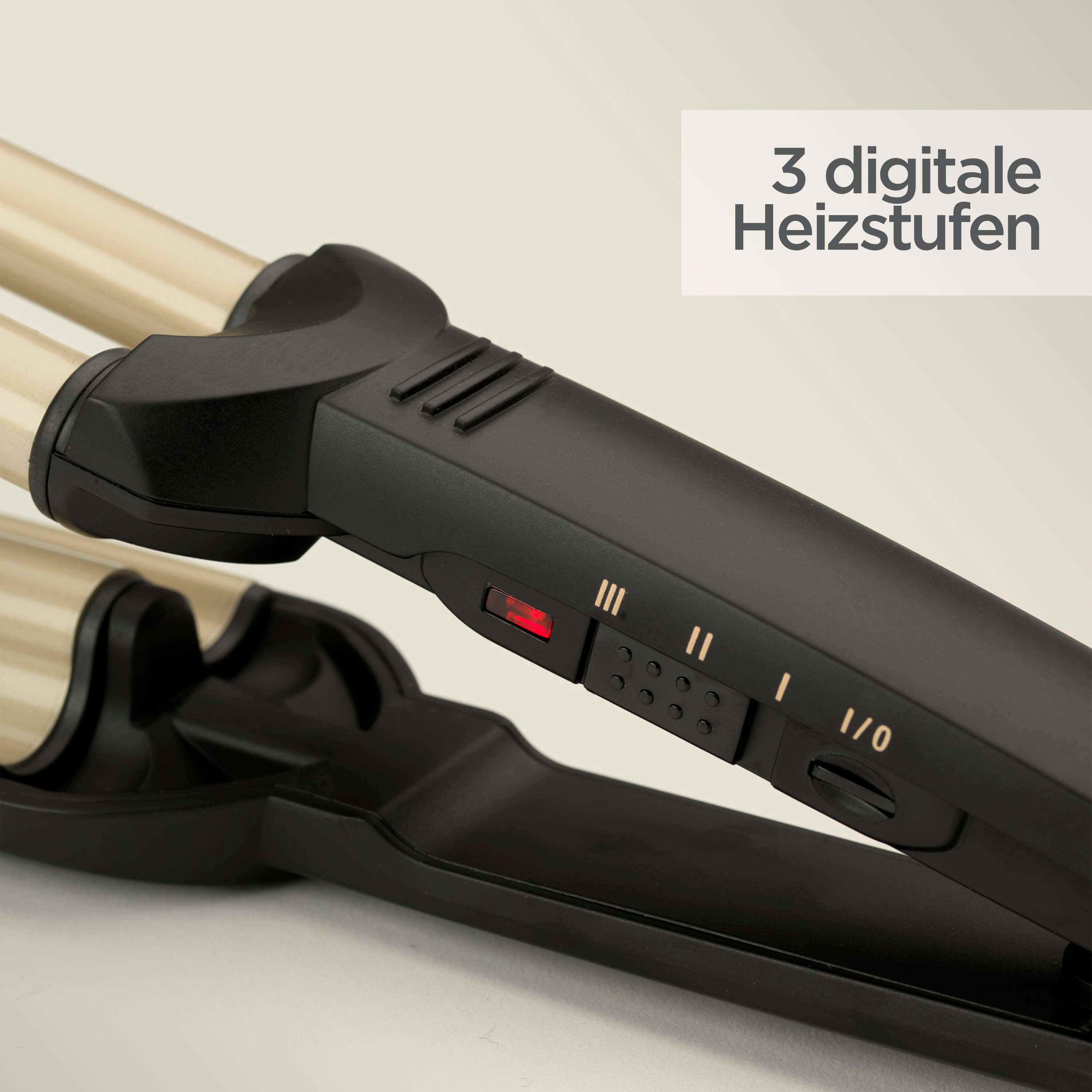 BaByliss Welleneisen BaByliss Easy Waves Welleneisen mit Titan-Keramik, Lockenstab, C260E Titanium-Keramik-Beschichtung, Styler für Beachwaves und Wellen, 3 Temperaturstufen bis 200 °C grau|schwarz