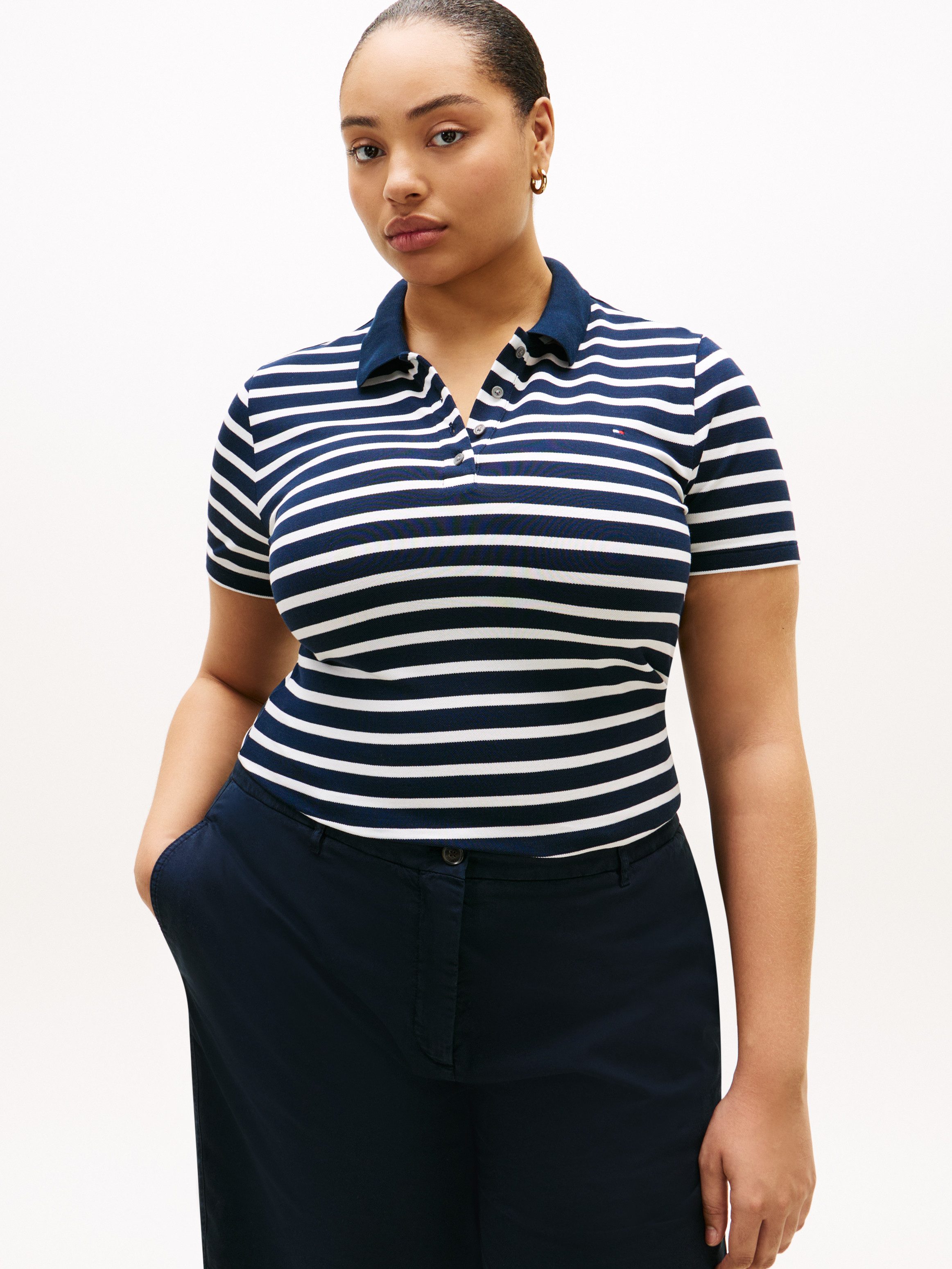 Tommy Hilfiger Curve Poloshirt CRV 1985 SLIM PIQUE POLO SS in großen Größen günstig online kaufen