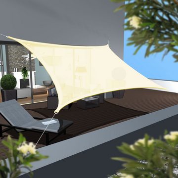 AMANKA Sonnensegel Sonnensegel HDPE Rechteckig UV Sonnenschutz Plane, 3x5 m Überdachung Balkon Beige
