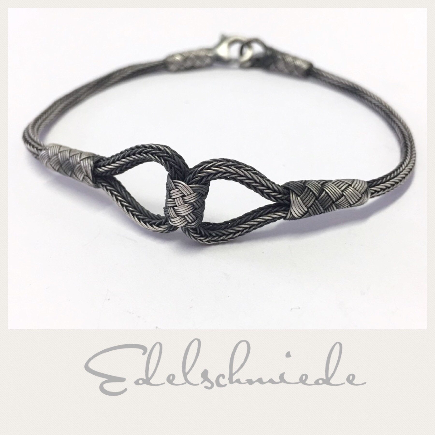Silberarmband geflochtenes Armband 925 Sterling Silber geschwärzt 21 cm