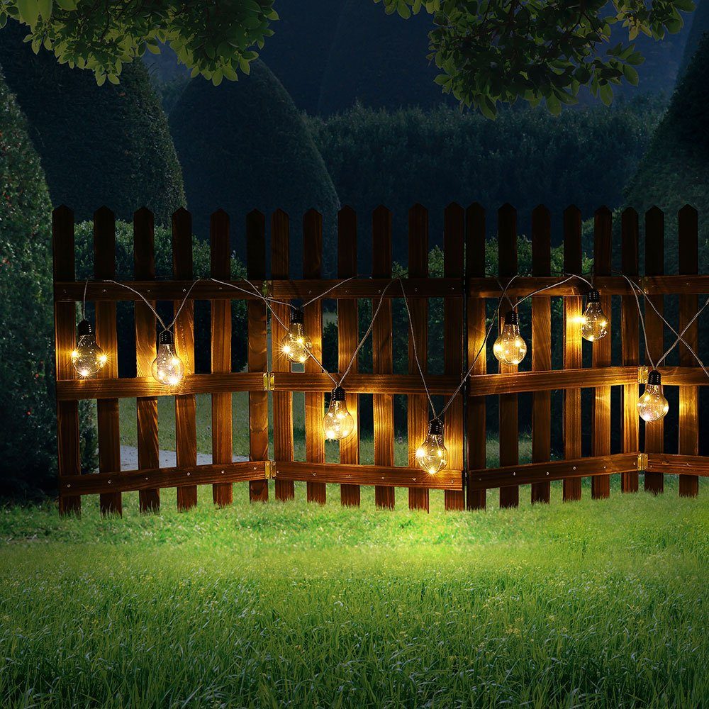 Warmweiß, etc-shop rauchfarben Lichterkette Gartendeko Glühbirnen LED Leuchtkette fest Dekolicht, verbaut, LED-Leuchtmittel LED