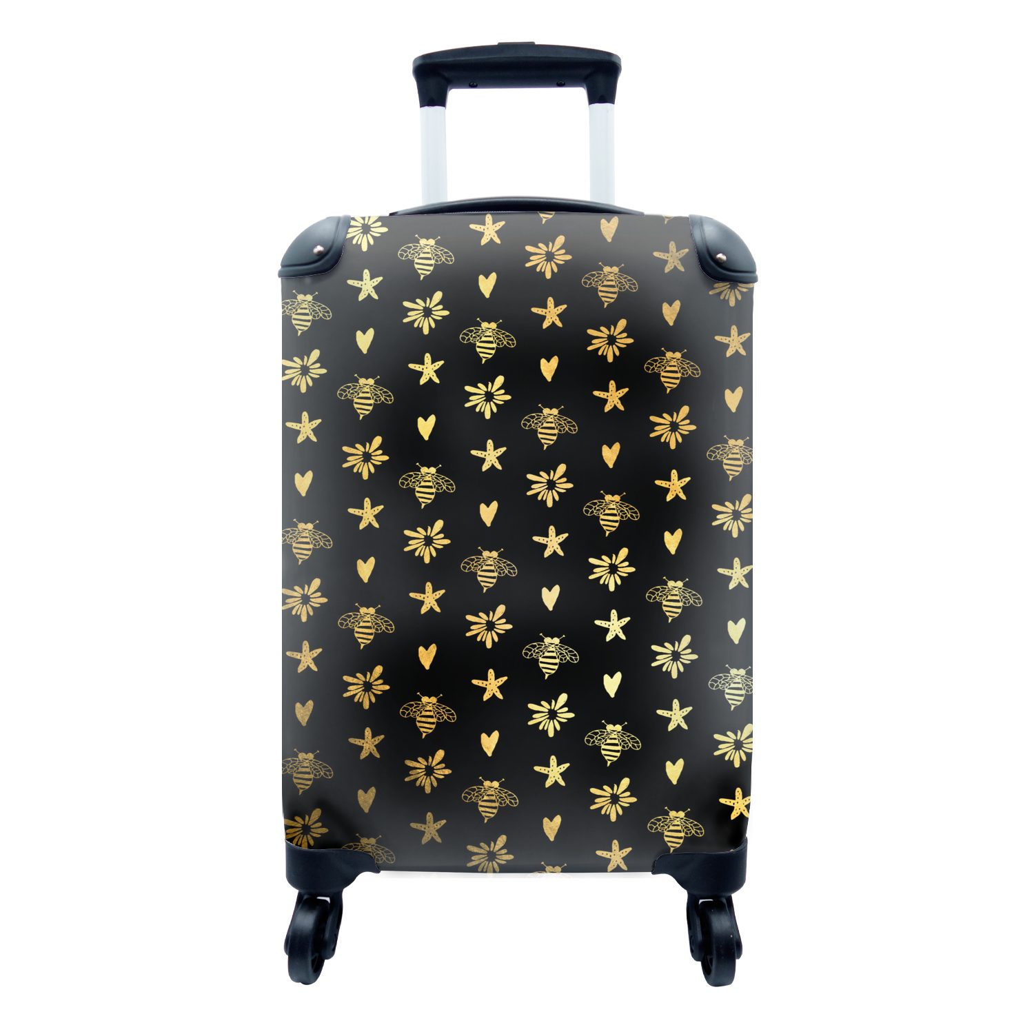 Rollen, MuchoWow Ferien, Form, - 4 Reisetasche für Muster Gold mit Handgepäckkoffer Reisekoffer rollen, - Handgepäck Trolley,