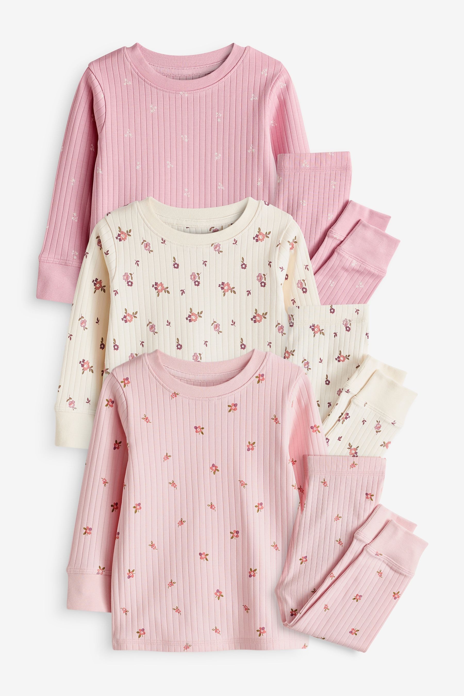 Pyjama Schlafanzüge mit floralem Muster, 3er-Pack