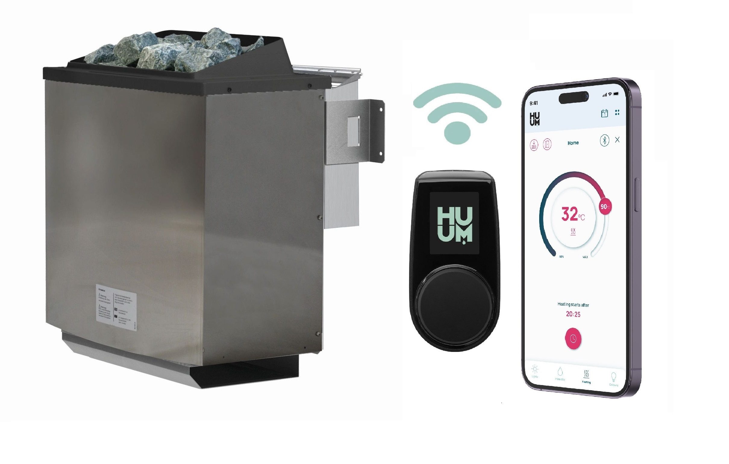 Karibu Bio-Saunaofen 9 kW SET mit WiFi-Steuerung, 9 kW, externe Steuerung, mit WLAN-fähigem Steuergerät