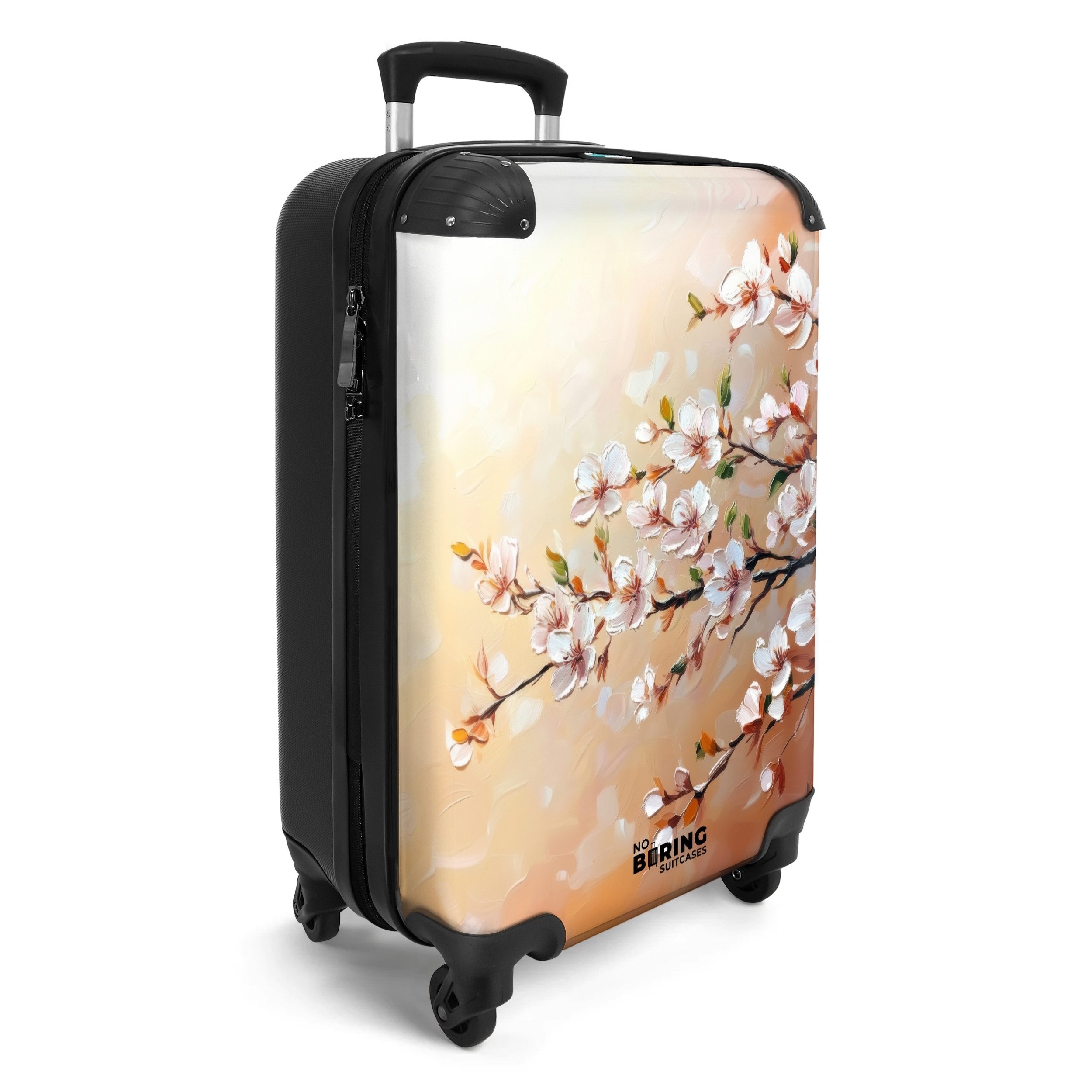 NoBoringSuitcases.com© Hartschalen-Trolley Blühende Zweige auf orangefarben günstig online kaufen