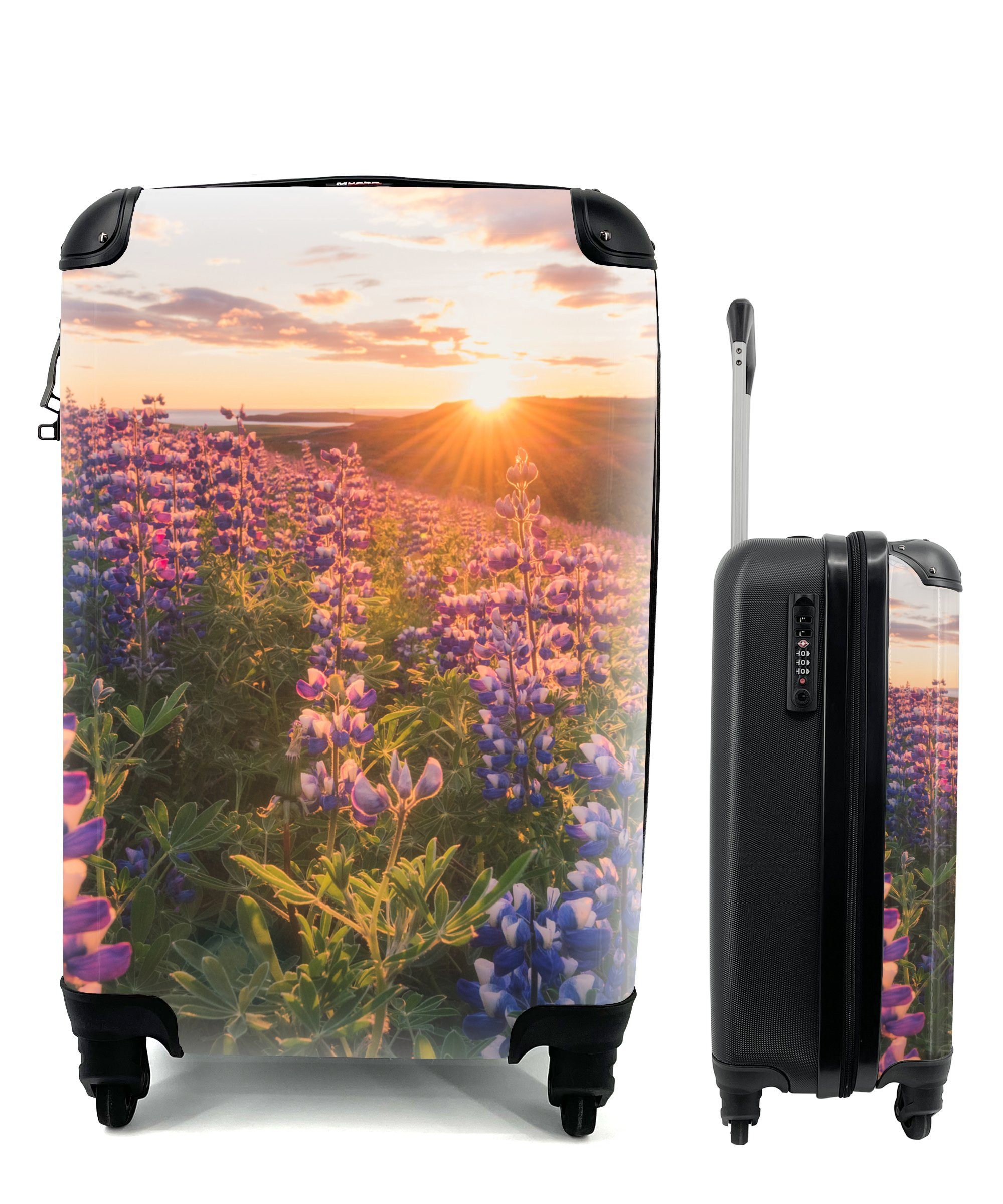 Rollen, Handgepäckkoffer Lila, Reisetasche Trolley, 4 Lupine mit - für MuchoWow Sonne Reisekoffer Handgepäck - Ferien, rollen,