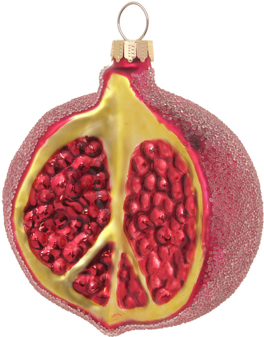 Krebs Glas Lauscha Christbaumschmuck Granatapfel, Rot, 9cm (1-tlg), Christbaumschmuck aus Glas, mundgeblasen, handgefertigt, Figur