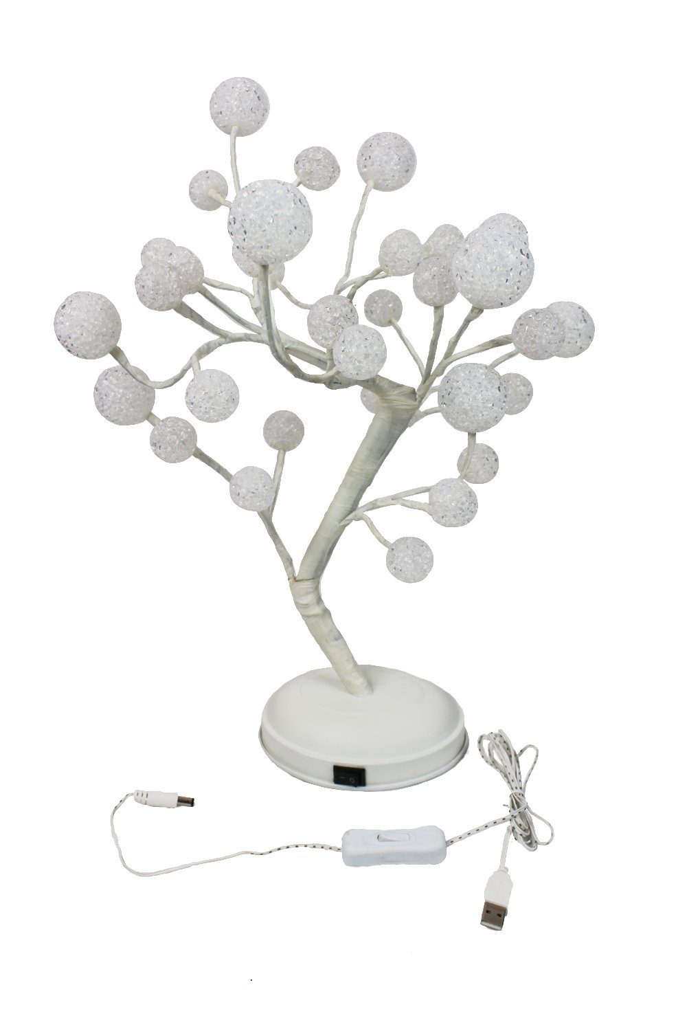 Arnusa LED Baum Leuchtbaum Rainbow Glitzerkugeln 45 cm 32 LED Tischlampe, LED fest integriert, Bunt, batteriebetrieben und USB