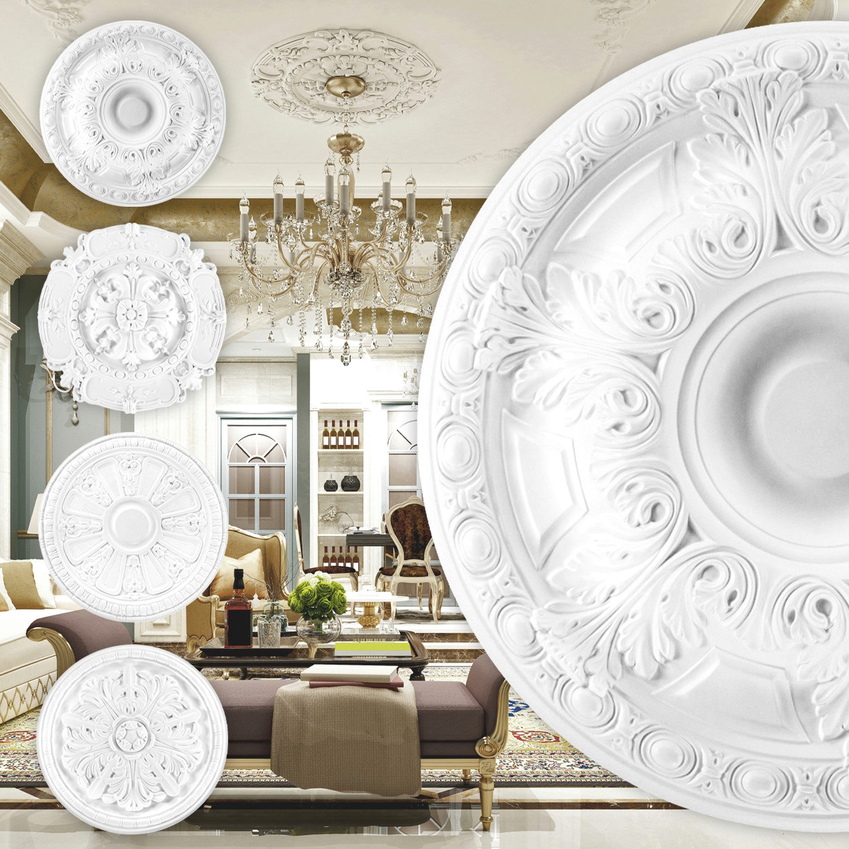 Grand Decor Wanddekoobjekt R101 (Stuckrosette aus günstig online kaufen