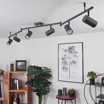 hofstein Deckenleuchte »Gambellara« moderne Deckenlampe aus Metall in Anthrazit/Holzoptik, ohne Leuchtmittel, Leuchte mit verstellbaren Strahlern u. Leuchtenarmen, 6xGU10