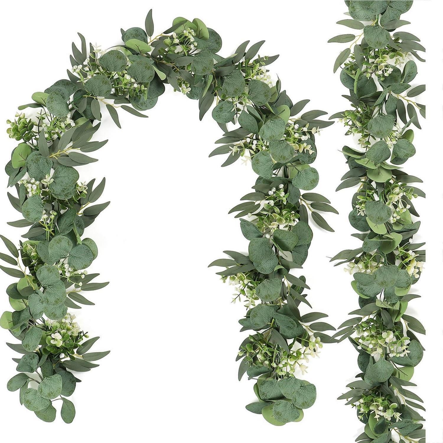 Kunstgirlande Eukalyptus Girlande 170cm 2St. mit Blumen & Blättern, LuxusKollektion, Höhe 180 cm
