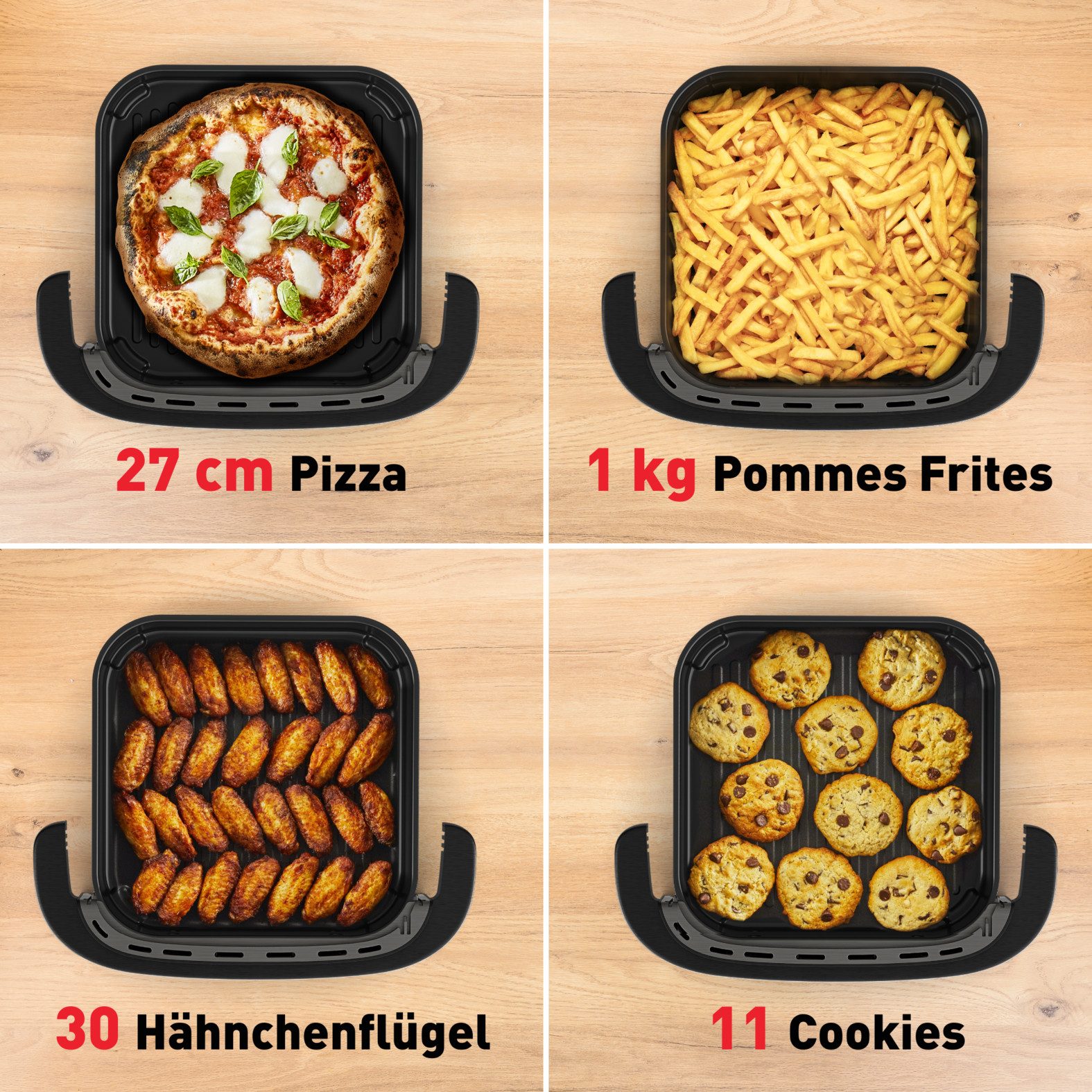 Tefal Heißluftfritteuse Easy Fry XL Surface mit Pizzabackfunktion, kompaktes Design, 2200 W, Extra-Crisp-Technologie, spart Zeit und Energie, Sichtfenster, FW4018