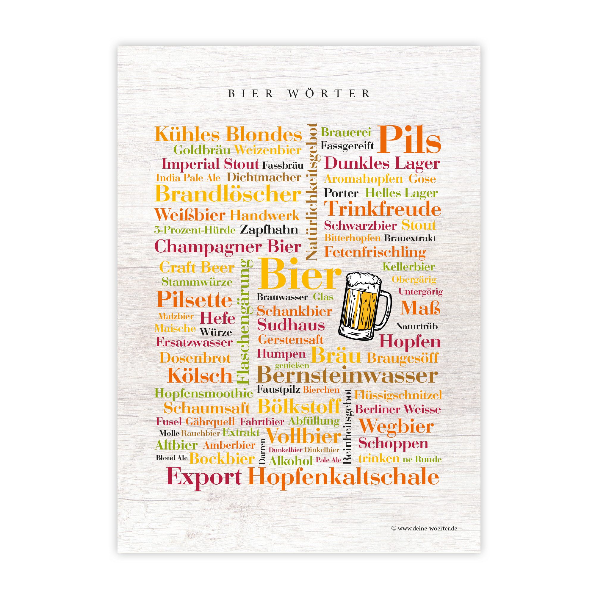 Deine Wörter Grußkarten Bier Wörter Postkartenset, 5 Karten, DIN A6, lustig, Geschenk