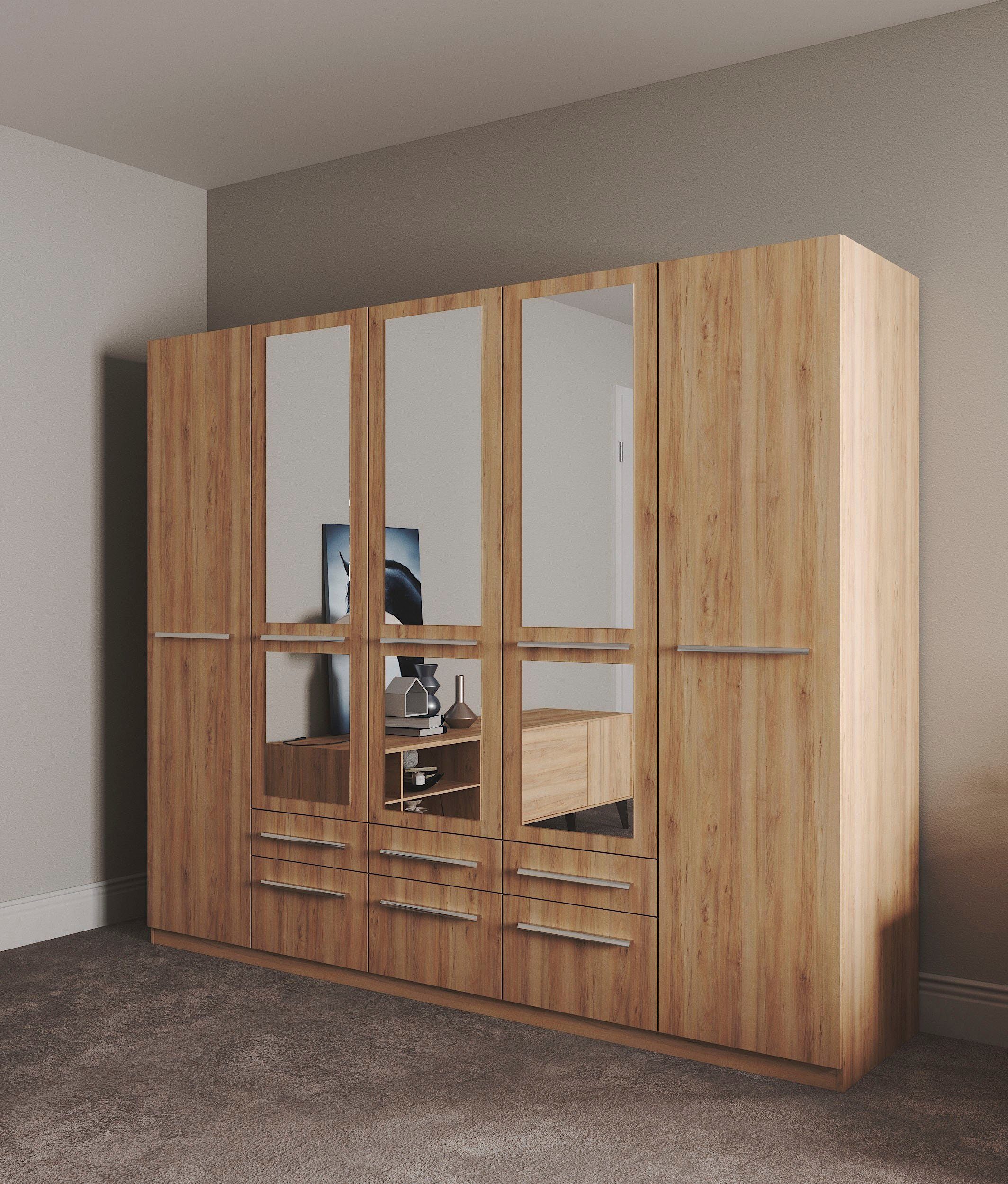 priess Kleiderschrank Schrank Garderobe Wäscheschrank Barcelona in 5 Breiten viel Stauraum, geräumige Schubkästen, mit Spiegel, MADE IN GERMANY