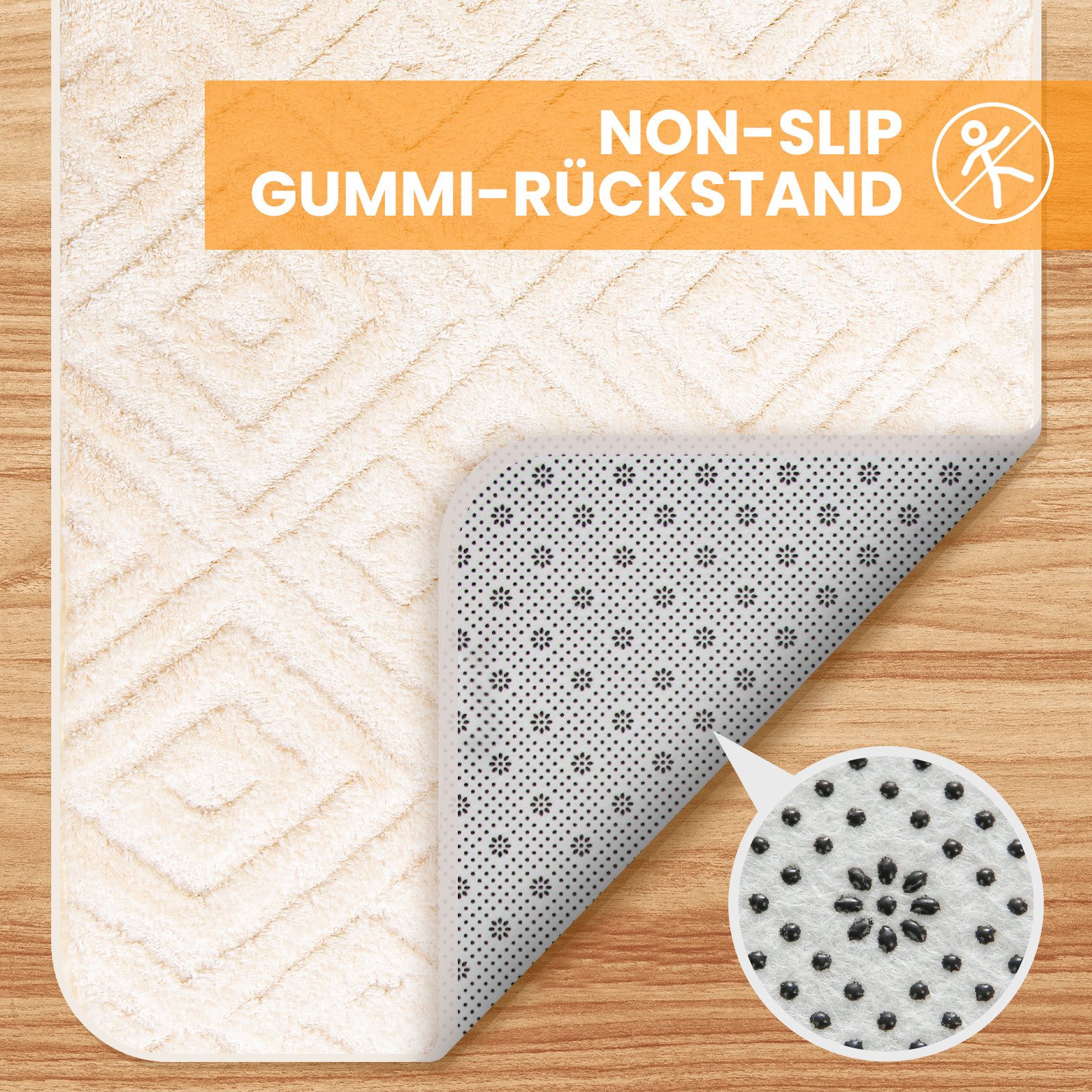 HOMELUX Badematte Badgarnitur 2-teilig mit Ausschnitt, weich & rutschfest, 2BL58, Größe: 50x80cm+40x50cm – Bild 3 von 5