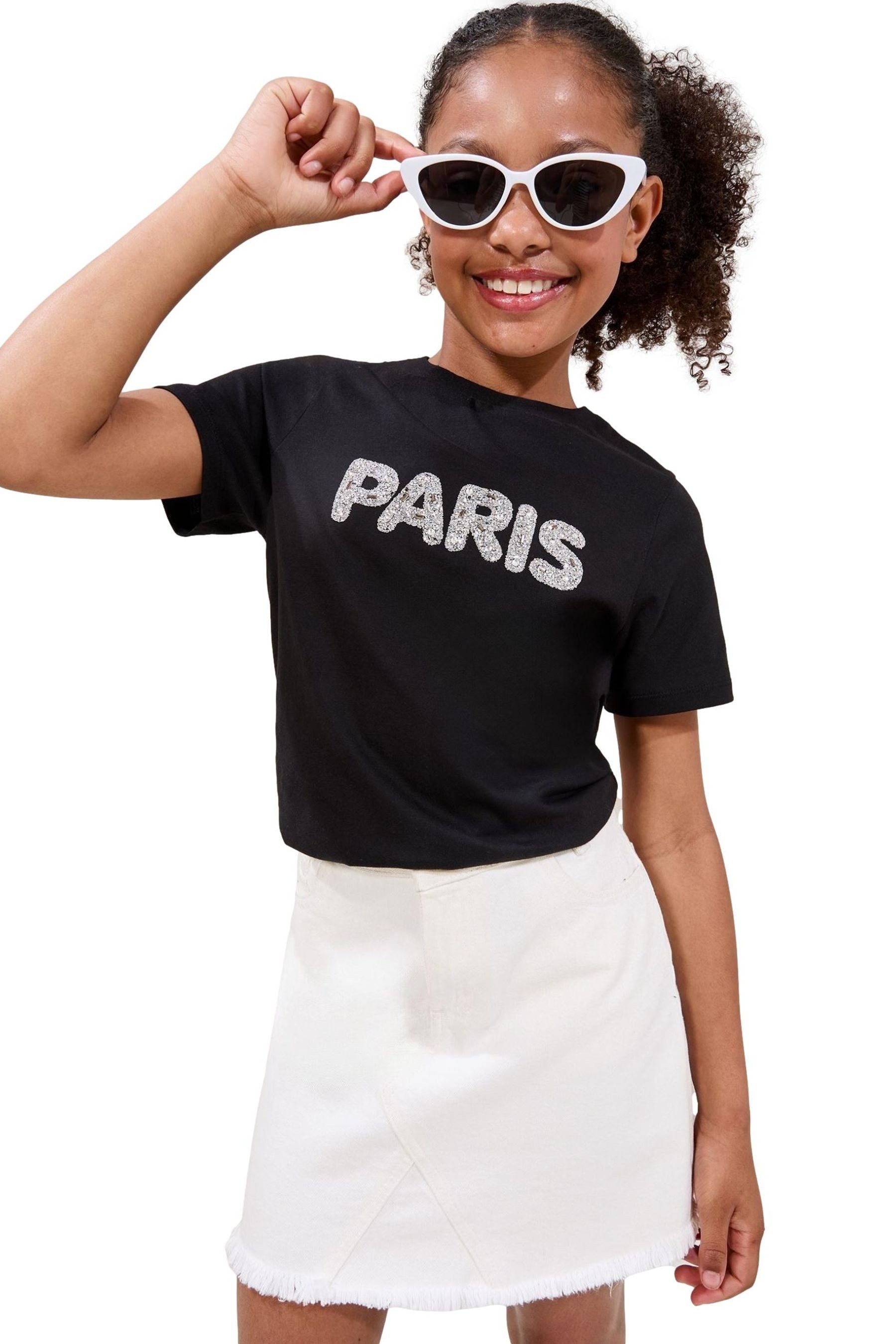 T-Shirt Lipsy Paris verziertes T-Shirt aus 100 % Baumwolle