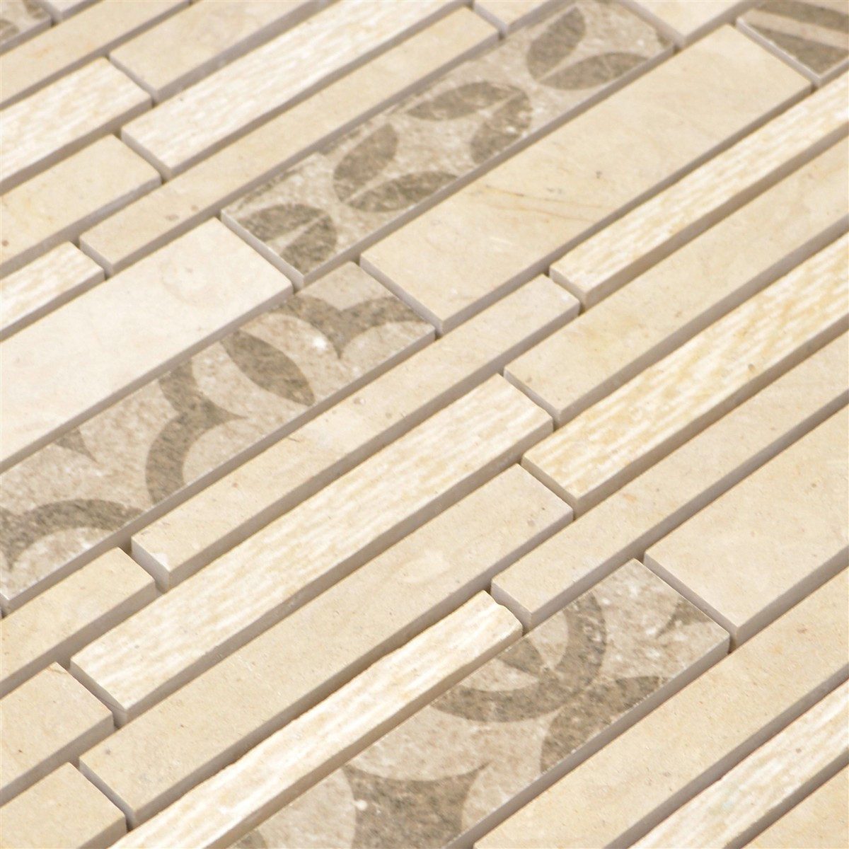 Mosafil Mosaikfliesen Keramik Mosaikfliesen Mythos Stäbchen, Marmor 30.000x27.000, beige, Wasserfest