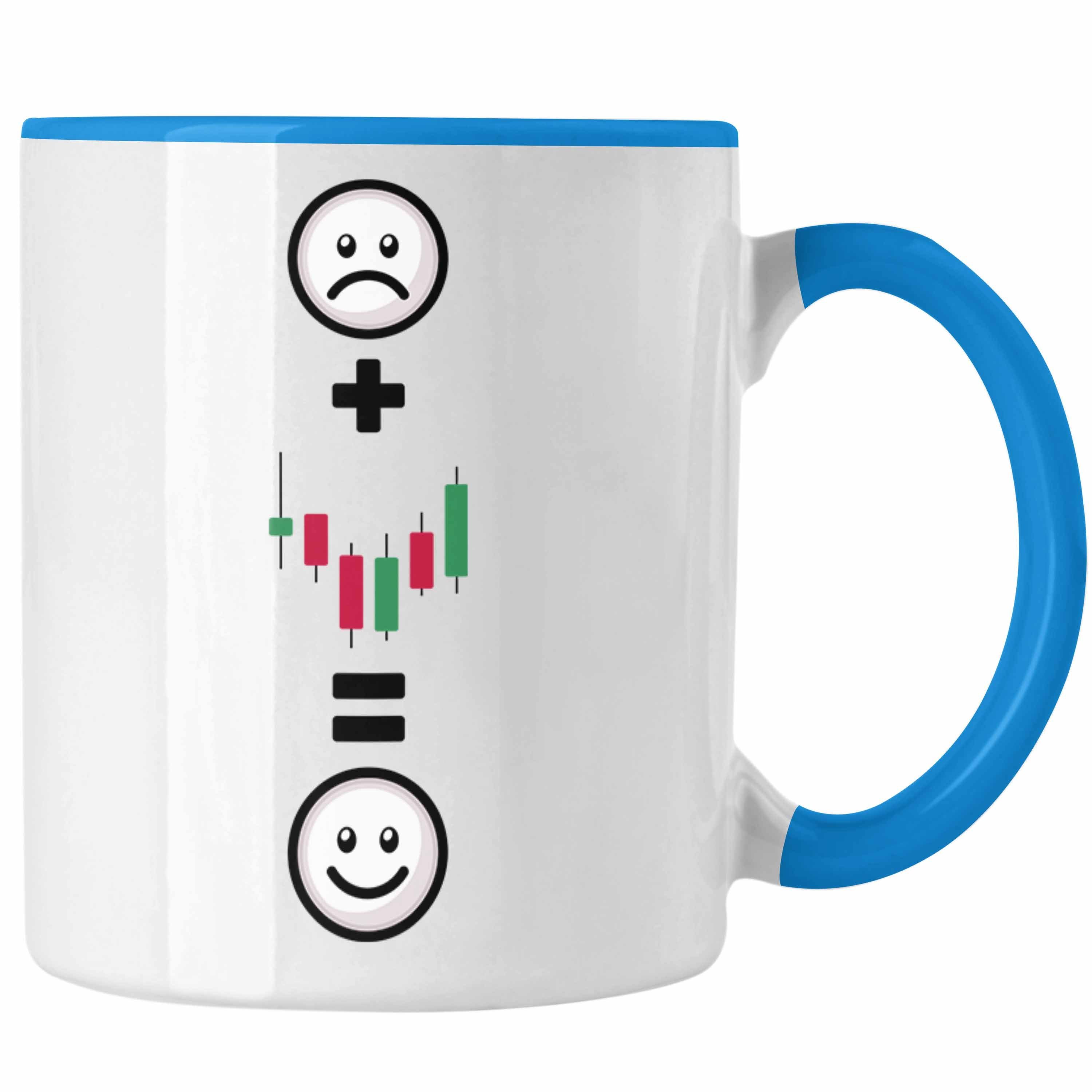 Trendation Tasse Daytrader Tasse Geschenk für Aktien Börse Trading Lustige Geschenkidee Blau | Teetassen