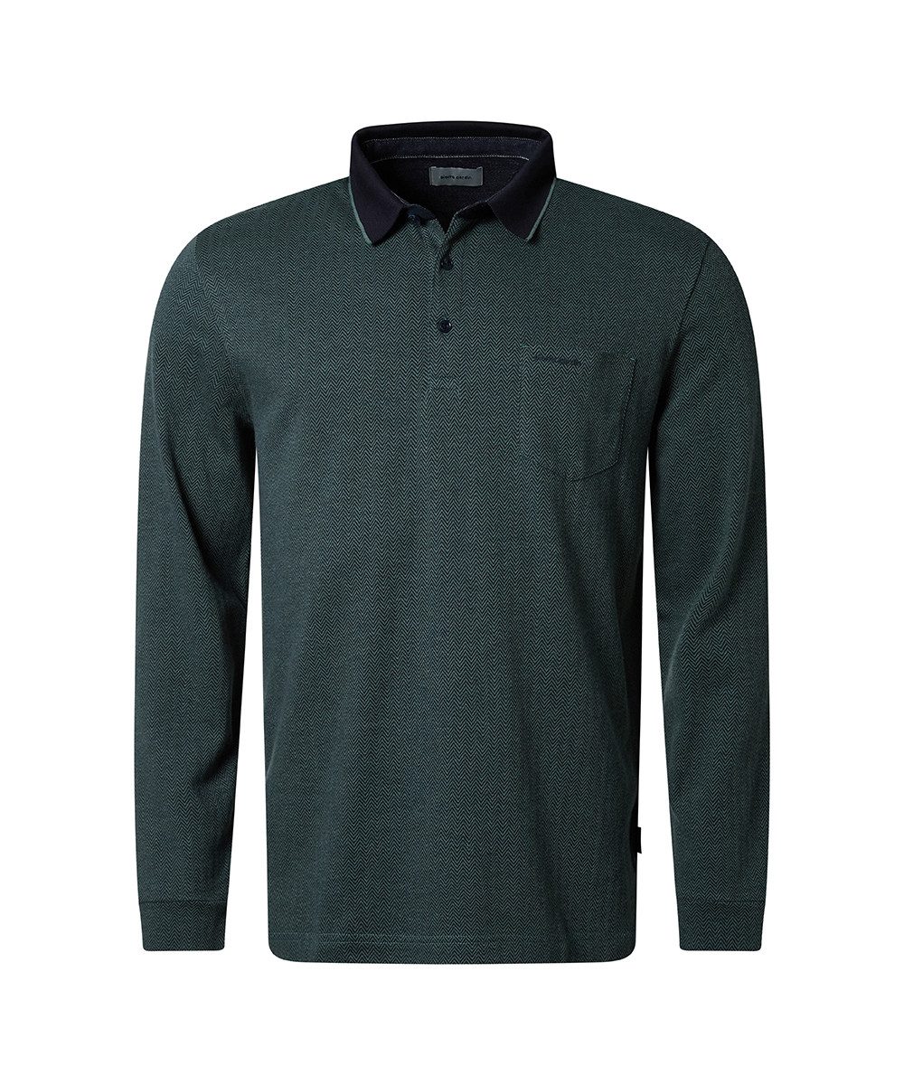 Pierre Cardin Langarm-Poloshirt mit Fischgratmuster günstig online kaufen
