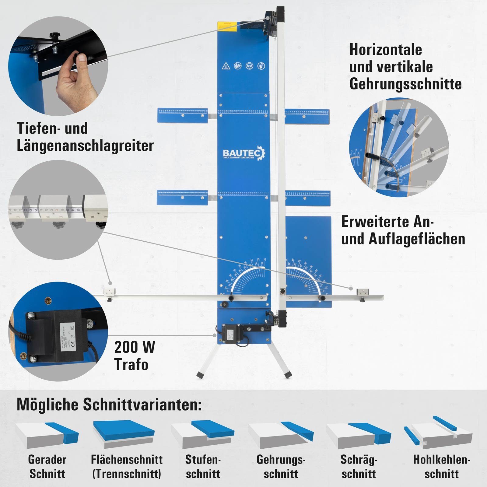 Styroporschneider, 4 10x Kombi-Set GAZELLE » Heißdrahtschneider + Schleifraspel Schneidedraht » BAUTEC