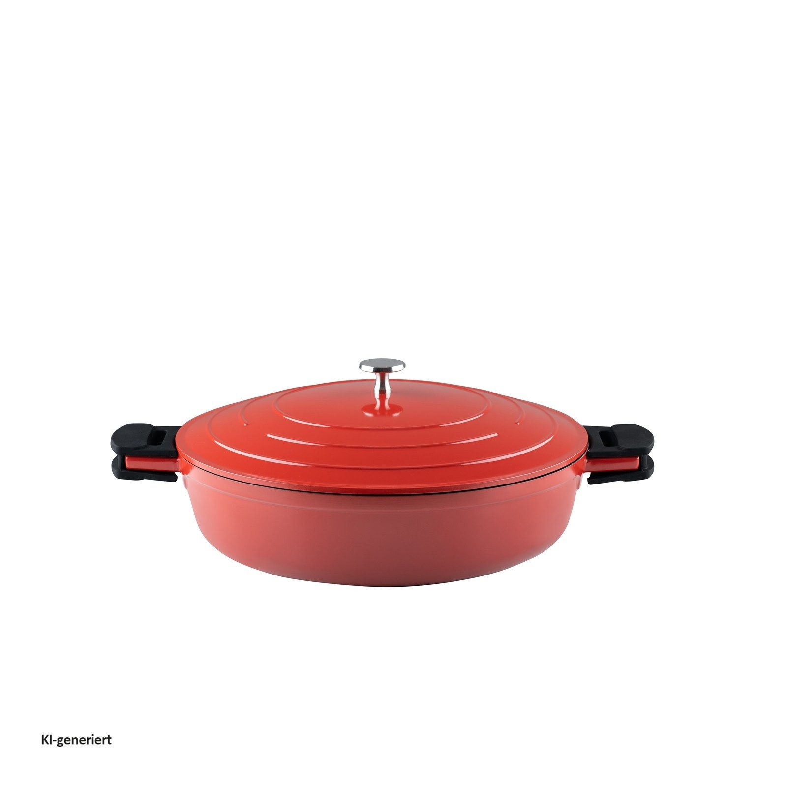 Kelomat Bratpfanne Schmorpfanne mit Deckel Keramika Red, Edelstahl (Stück, 1-tlg., 1 Schmorpfanne mit Deckel), Bratpfanne