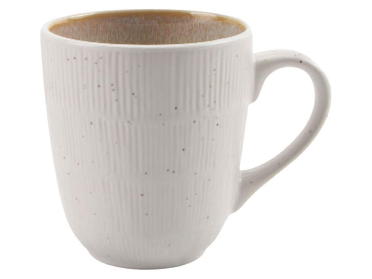HIT Trading Tasse TIZIANA, Kaffeetasse, Beige, Weiß, 300 ml, 24-tlg., Steingut