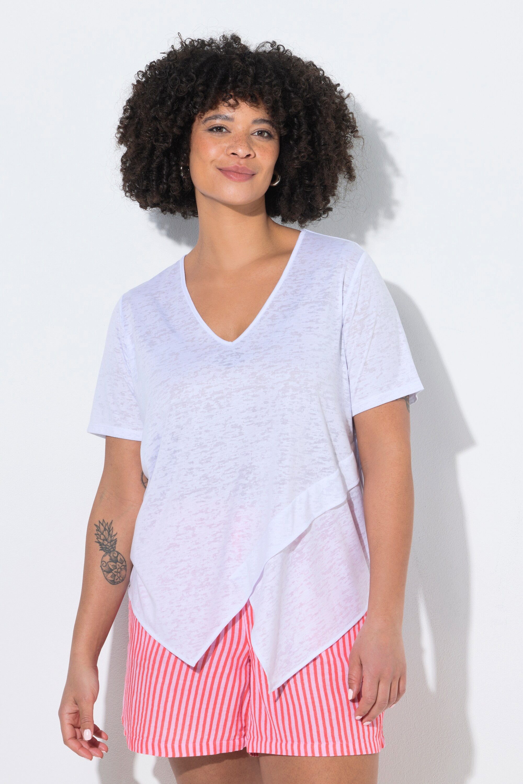 Angel of Style Druckbluse Blusenshirt Leo Ausbrenner-Jersey Zipfelsaum