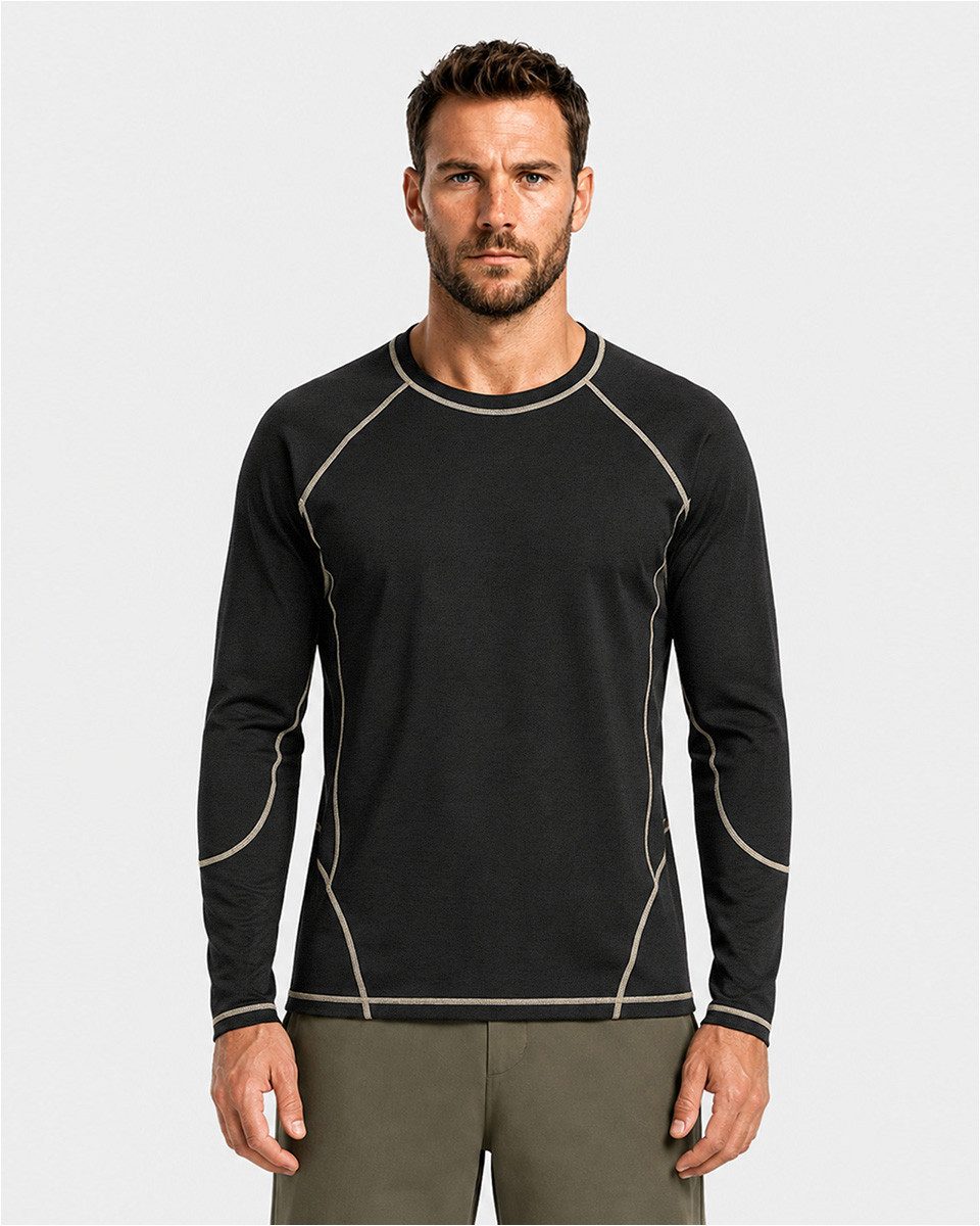 YOUTHUP Funktionsshirt Herren Langarmshirt Rundhals mit gebürstetem Futter