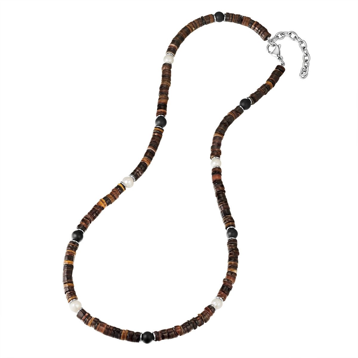 True Rebels Perlenkette braun, mit Achat