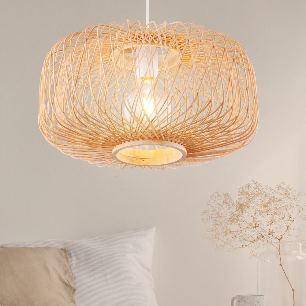 etc-shop LED Pendelleuchte, Bambus Pendel Decken Leuchte Wohn Zimmer