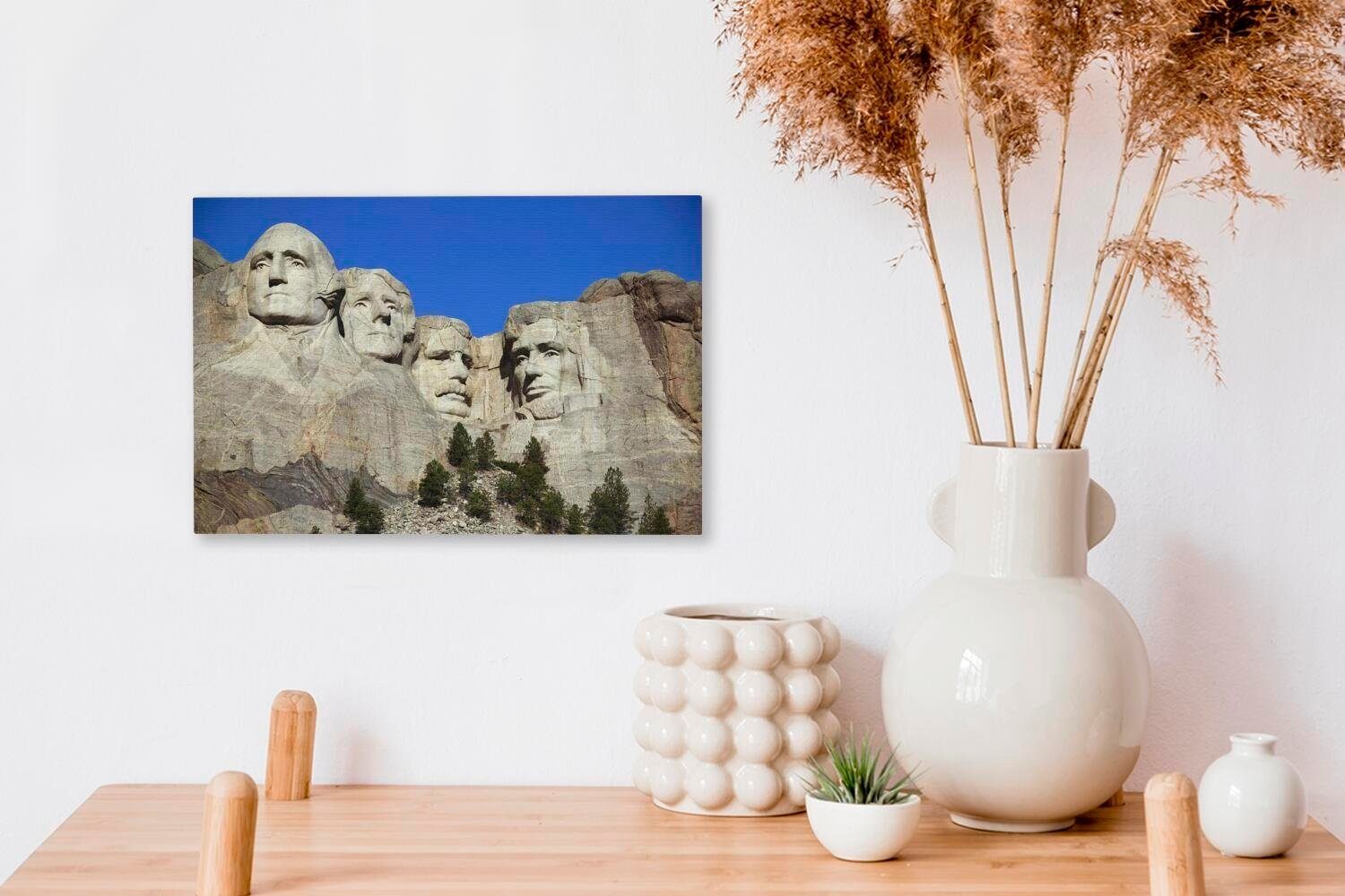 blauer Himmel auf und Wanddeko, scheint Sonne Leinwandbild die cm Wandbild St), Mount Strahlend (1 den 30x20 Aufhängefertig, Leinwandbilder, OneMillionCanvasses® Rushmore,