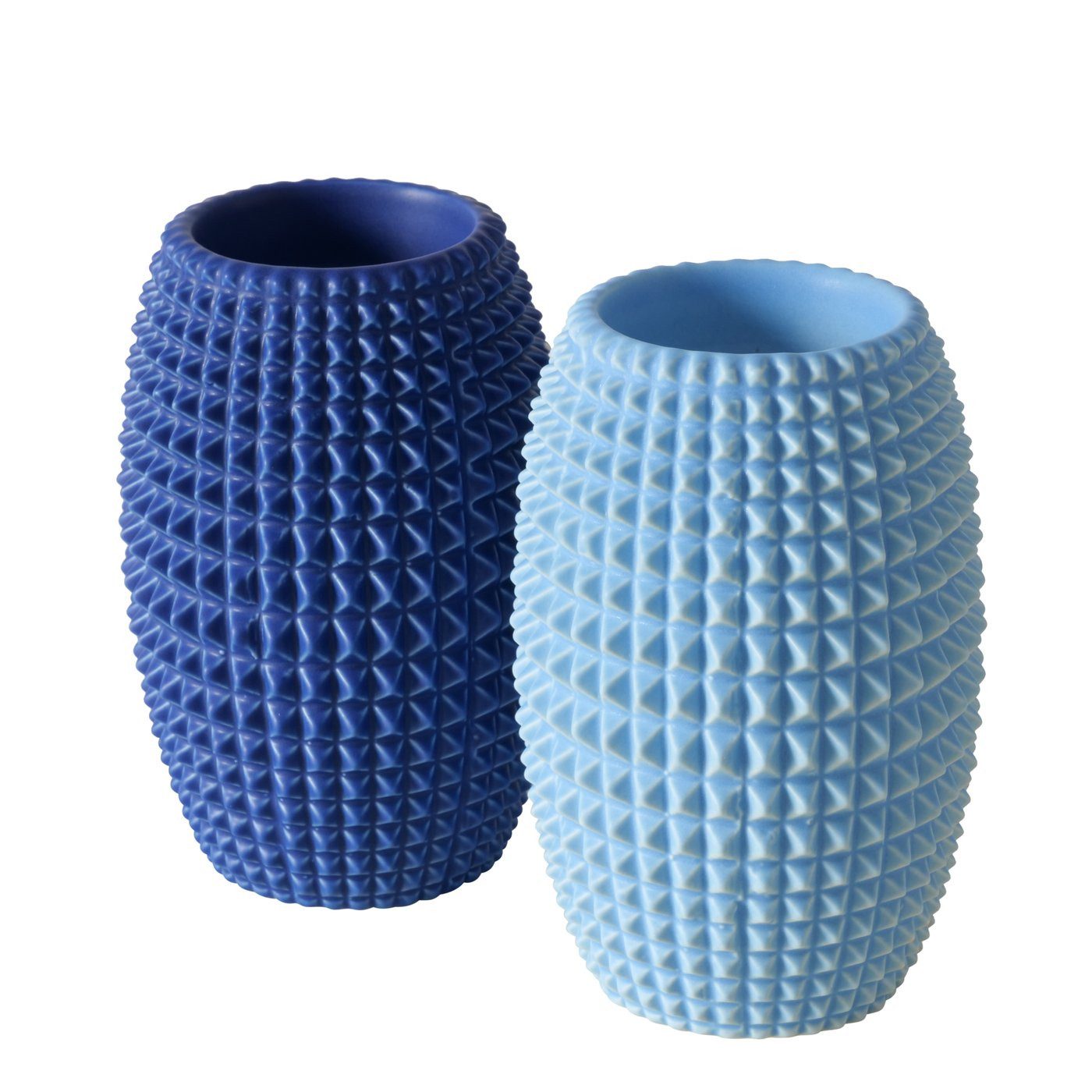 BOLTZE Teelichthalter 2er Set Teelichthalter "Charleston" Steingut mit Reliefmuster in Blau (2 St)