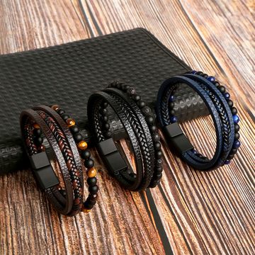 Eyecatcher Lederarmband Leder Reihen Armband mit Natursteinen verschiedene Farben und Längen (kein Set)