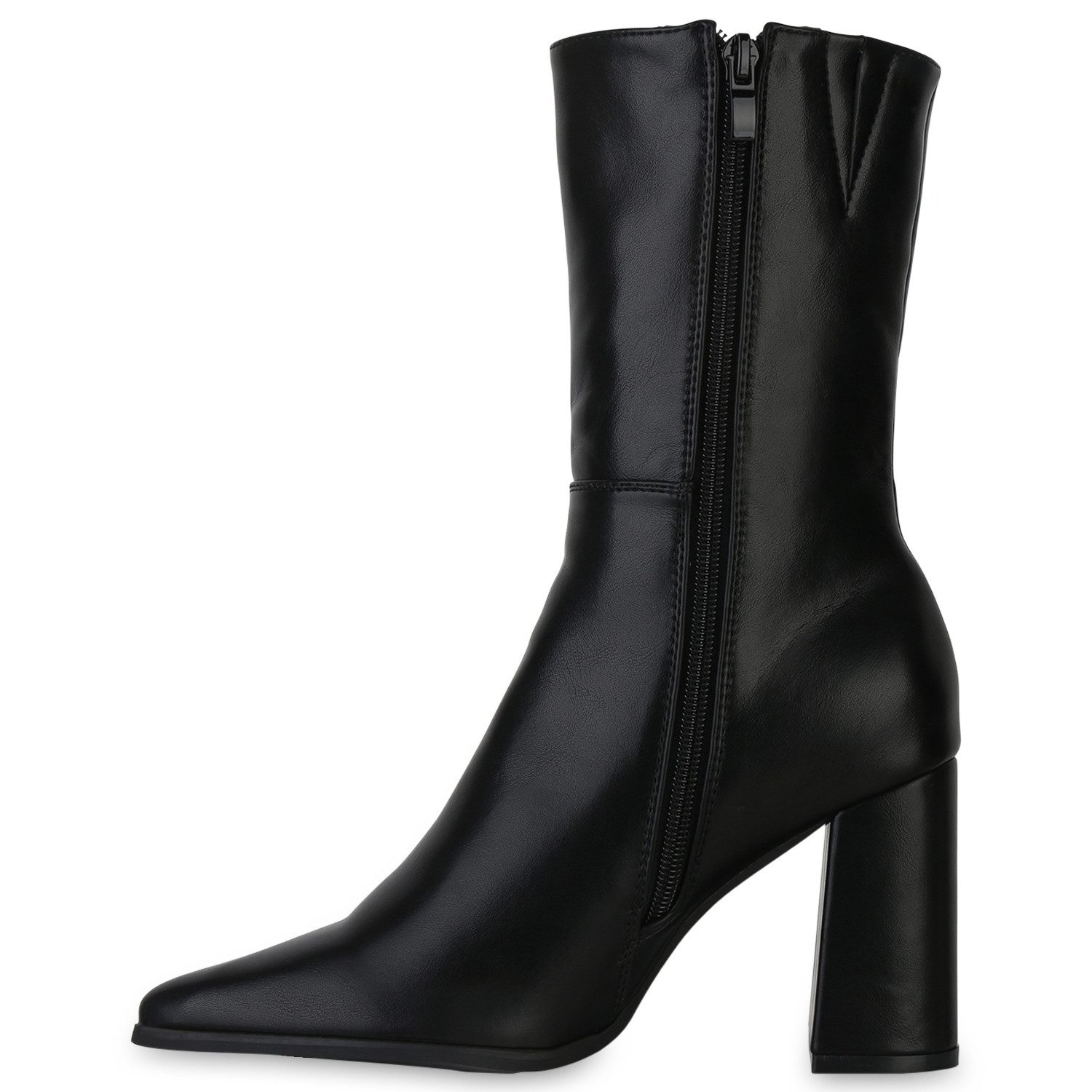 VAN HILL 840745 Stiefelette Damen Klassische Stiefeletten Spitze Basic Absatz-