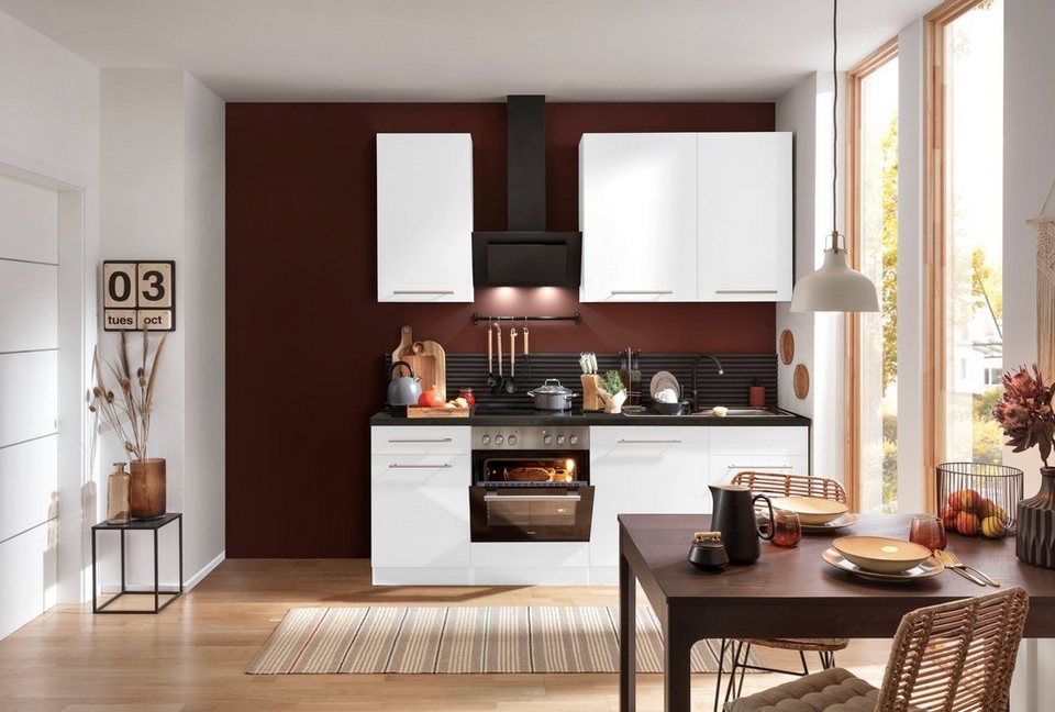 wiho Küchen Küchenzeile Unna, mit E-Geräten, Breite 220 cm, Wahlweise mit  Aufbauservice