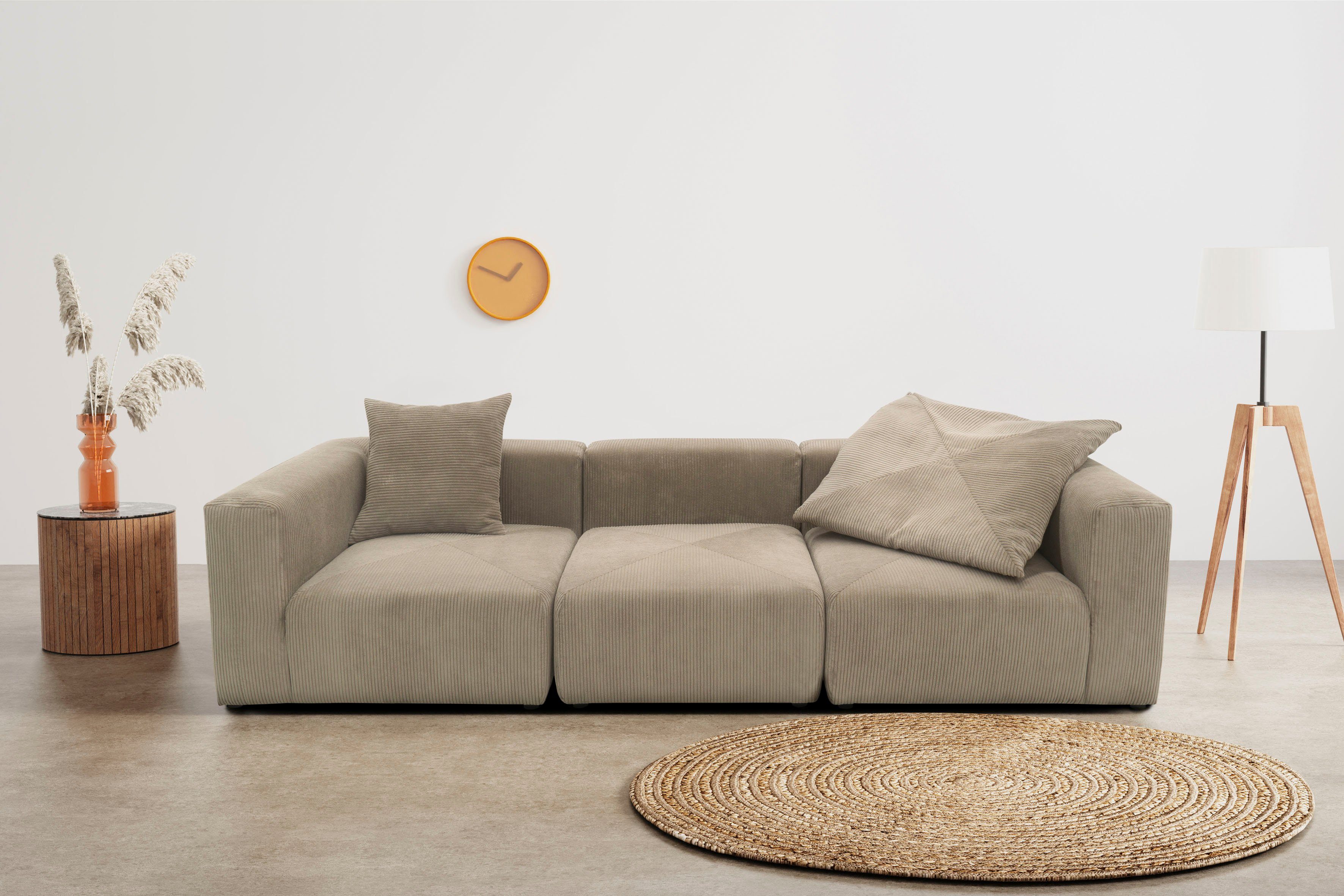 bestehend Cord-Bezug, Mittelelement und Gerrid, schlamm RAUM.ID Modulen: 2 Big-Sofa aus Eck- ein