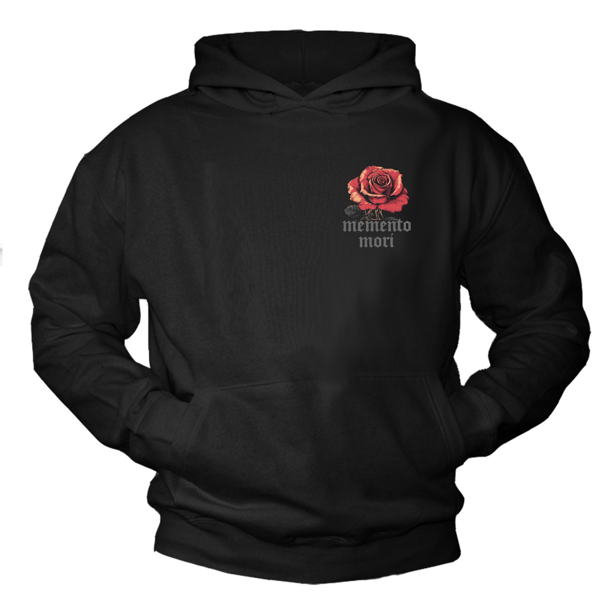 MAKAYA Kapuzenpullover Herren Hoodie mit Rosen-Print – sportliches Sweatshirt für Männer (Schwarz, S, M, L, XL, XXL, XXXL, XXXXL) Baumwolle