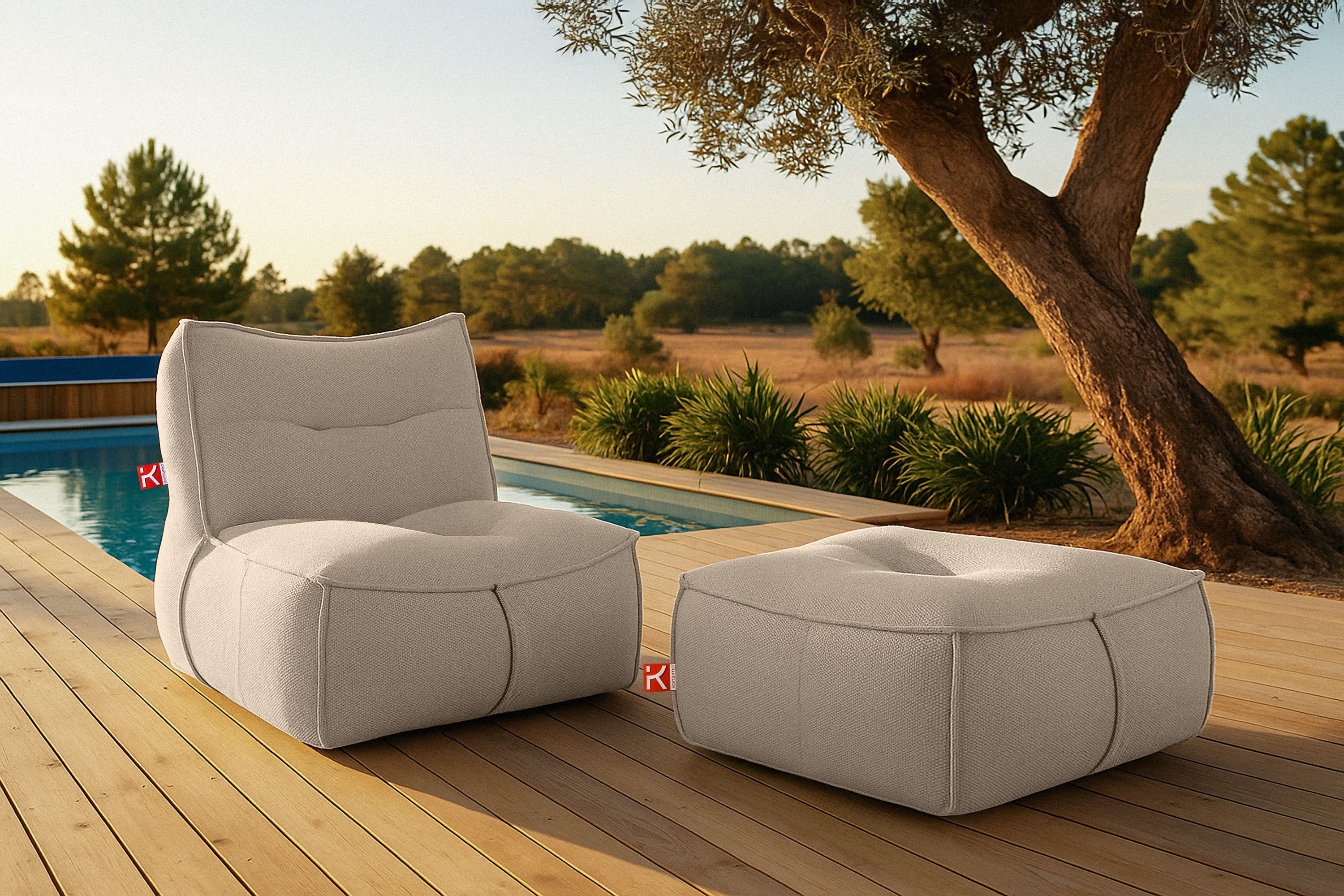 KONSIMO® Gartenlounge-Set LOVIA Gartensessel mit Hocker, günstig online kaufen
