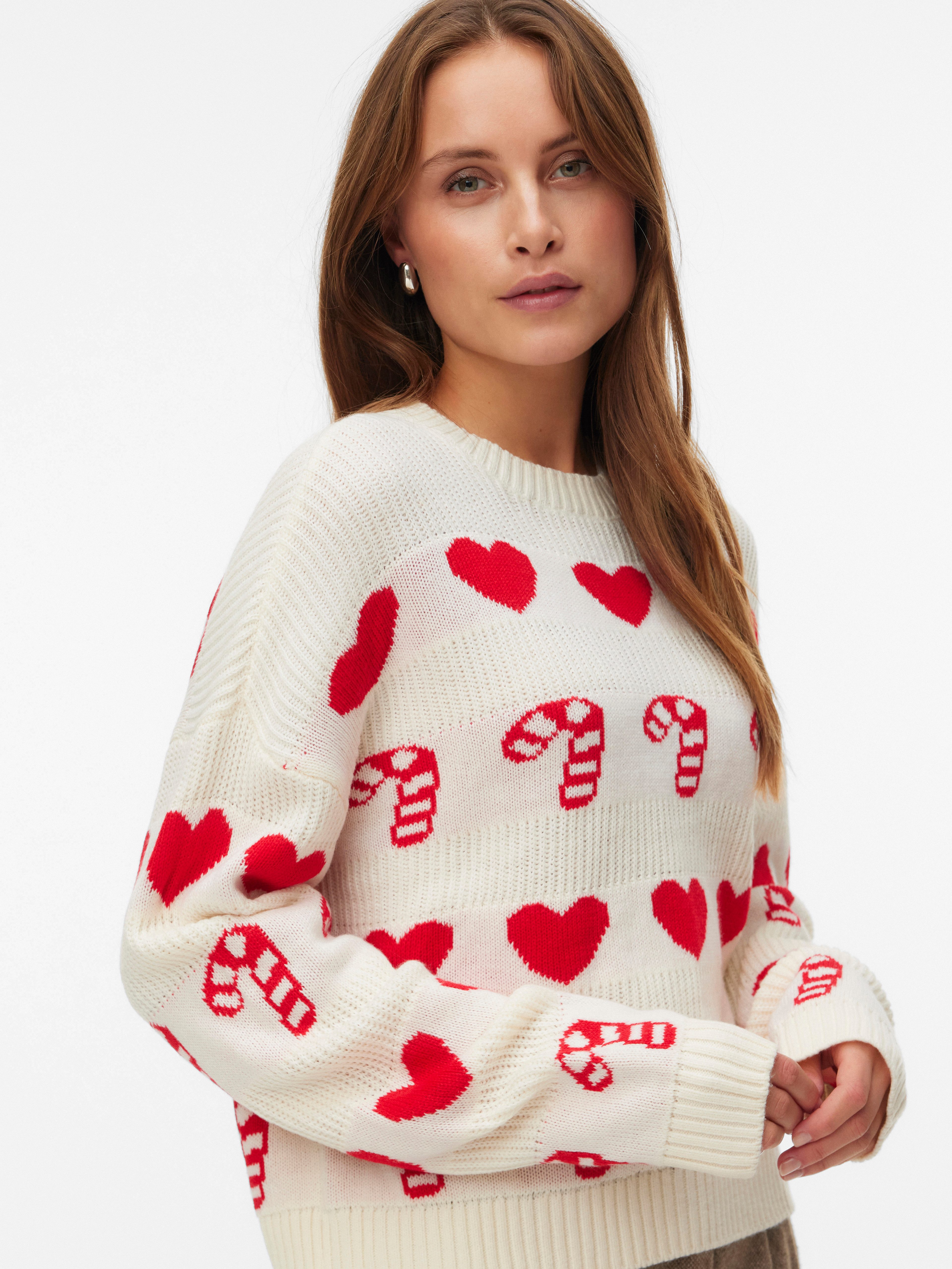 Vero Moda Weihnachtspullover VMCANDYHEARTS LS O-NECK günstig online kaufen