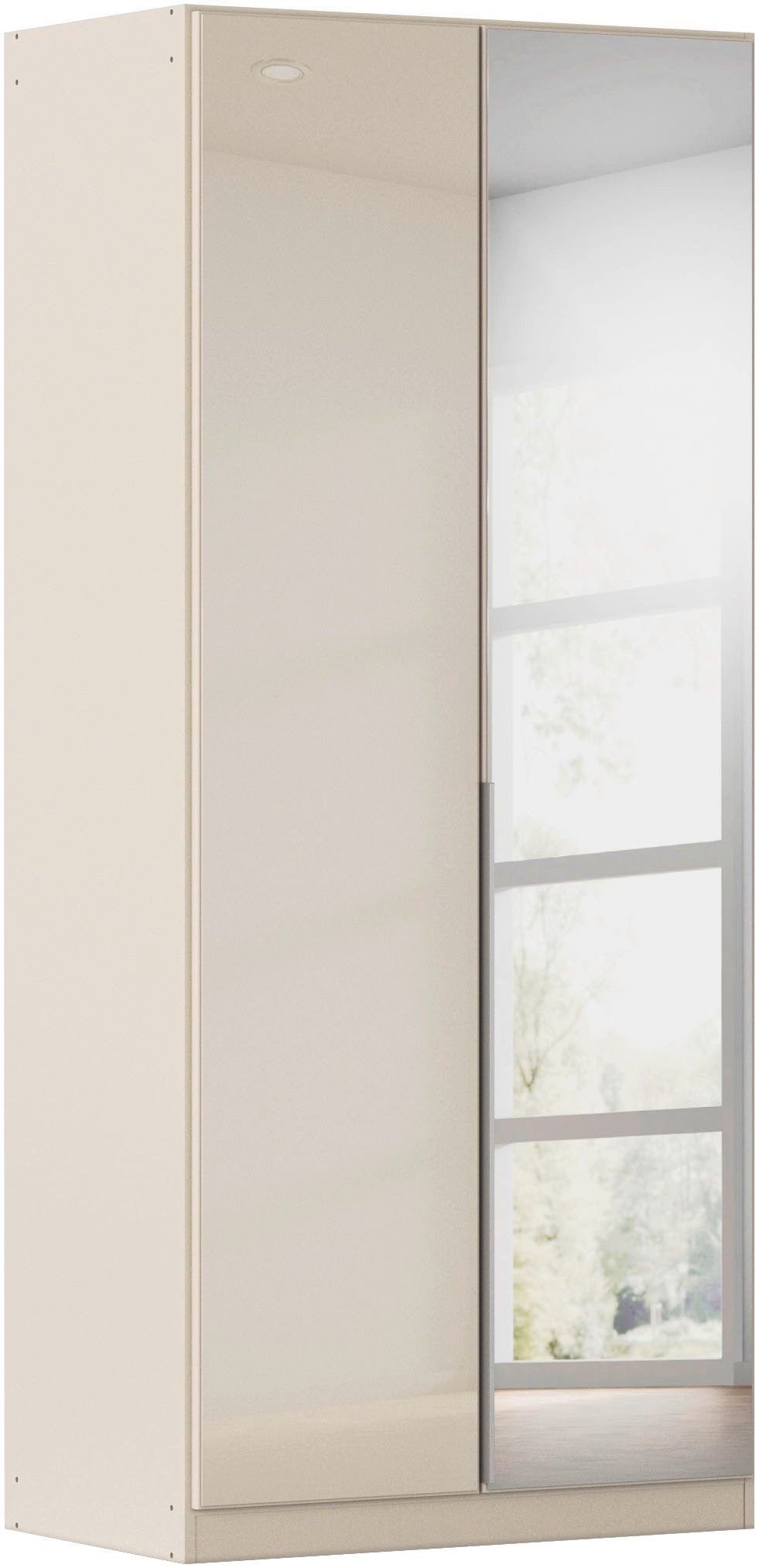 OTTO home Drehtürenschrank Kleiderschrank Schrank Garderobe AGORDO mit Glasfront und Spiegel (in zwei Griff-Farben, Breiten 91-405 cm) durchdachte Innenausstattung, in 8 Breiten und 2 Höhen MADE IN GERMANY