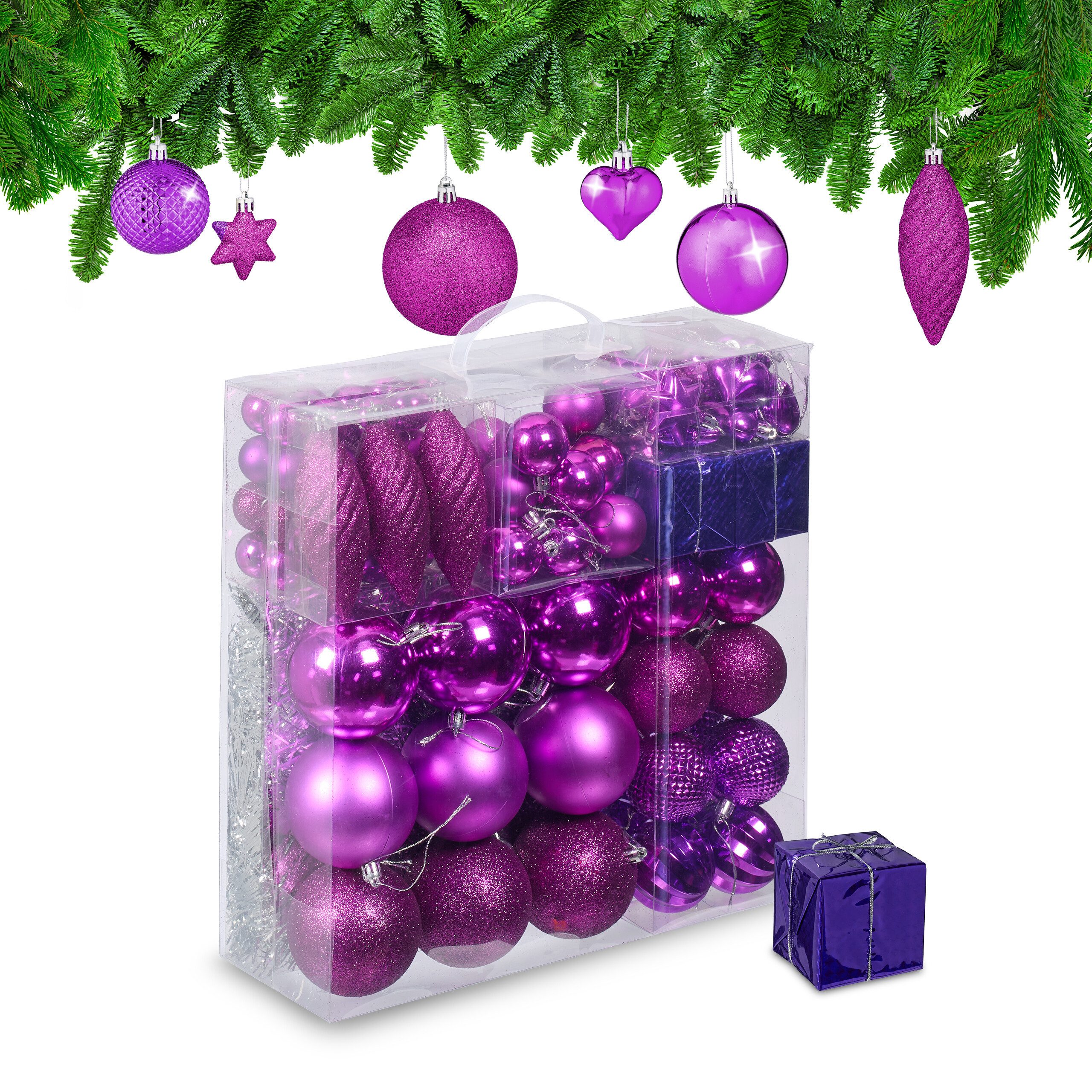 relaxdays Weihnachtsbaumkugel Новогодние шары im 110er Set, Pink