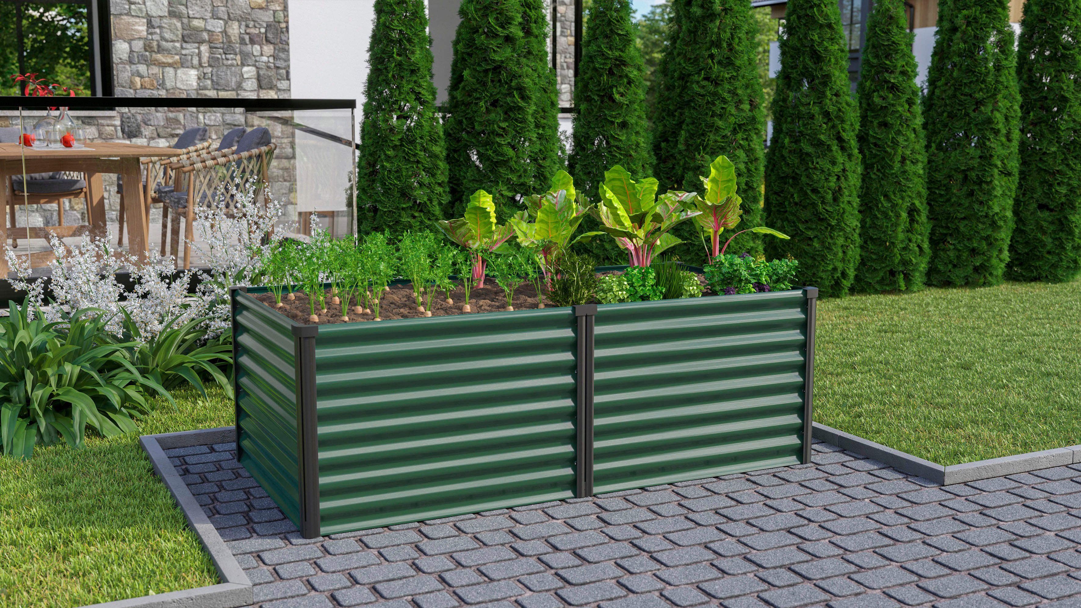 Vitavia Hochbeet Meta 630, BxTxH: 96x188x63 cm, seegras/schwarz